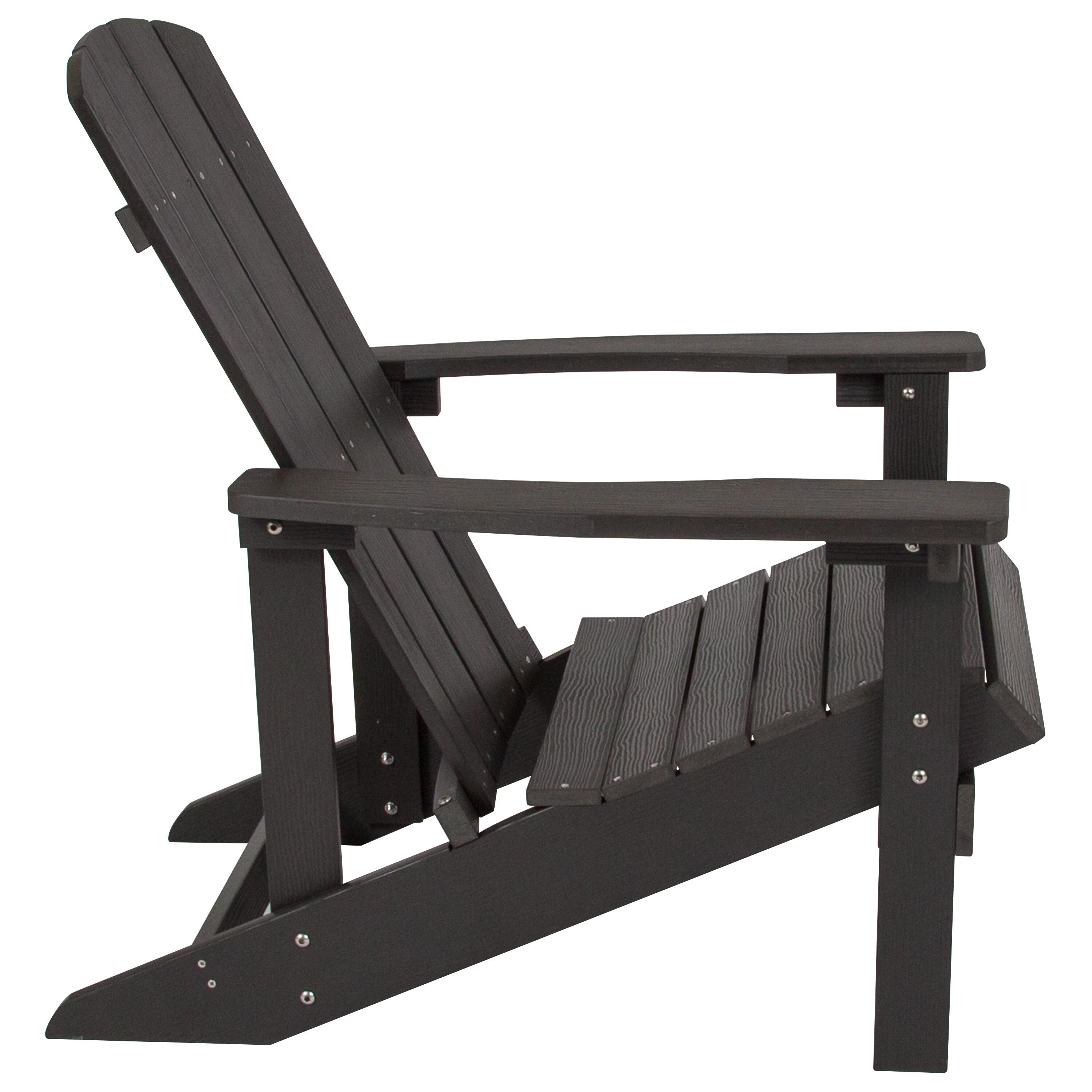 Flash Furniture Charlestown All-Weather Poly Resin Wood Adirondack Chair in Slate Gray