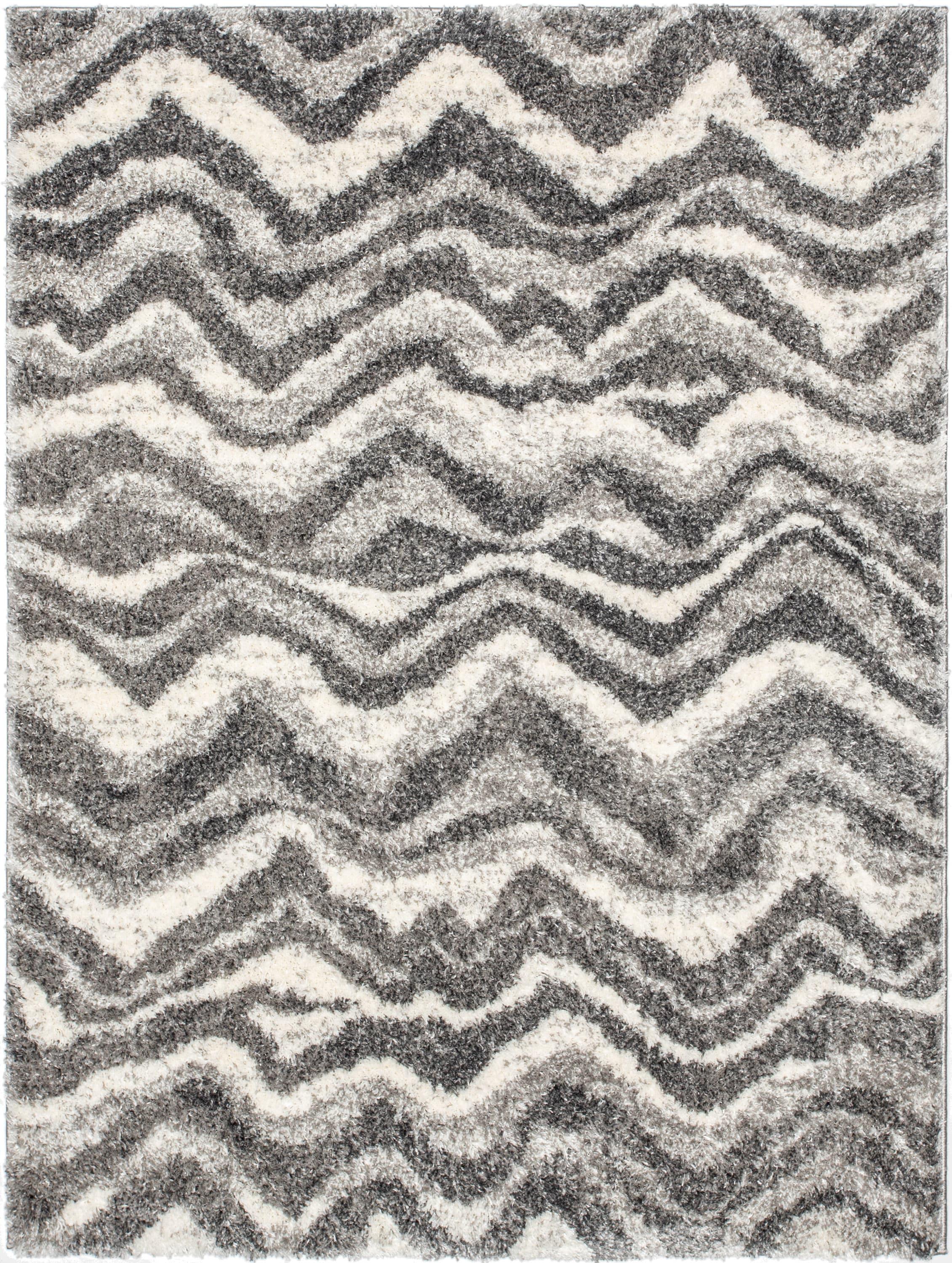 Celeste Well Woven Tomar Modern Chevron Pattern Grey Thick & Soft Shag Rug