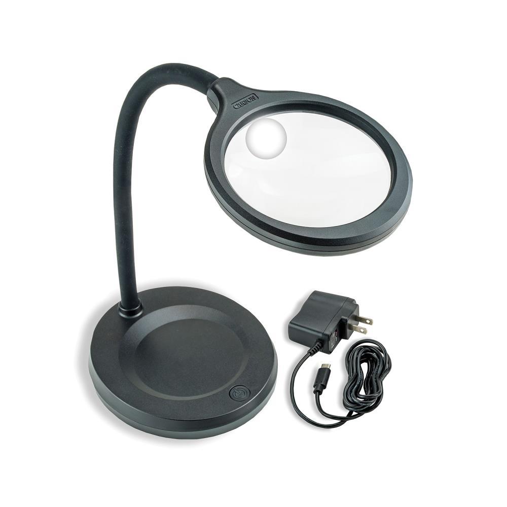 CARSON® DeskBrite™ 300 2x Aspheric COB LED Desk Top Magnifier with 5x Spot Lens in Black