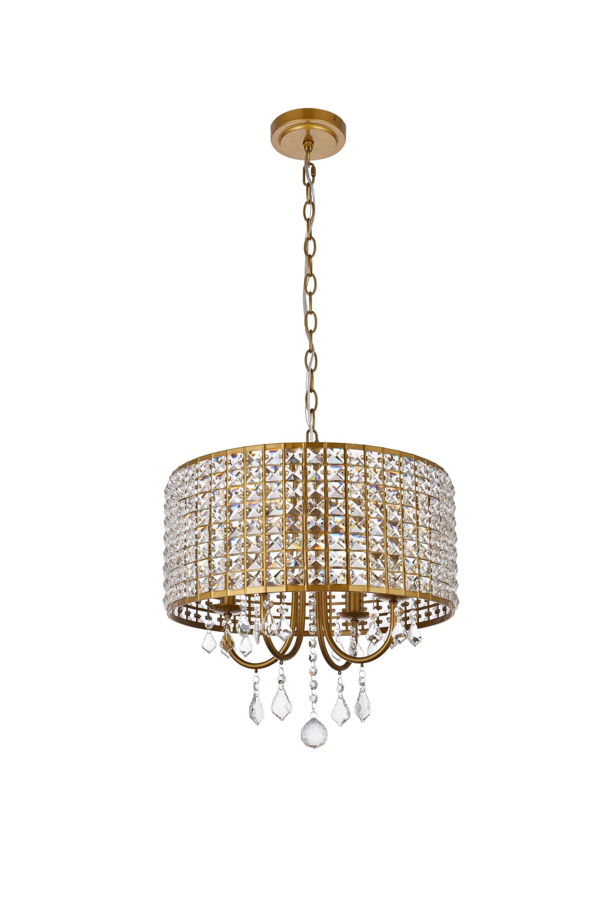 Elegant Lighting Elise 17 inch pendant in brass