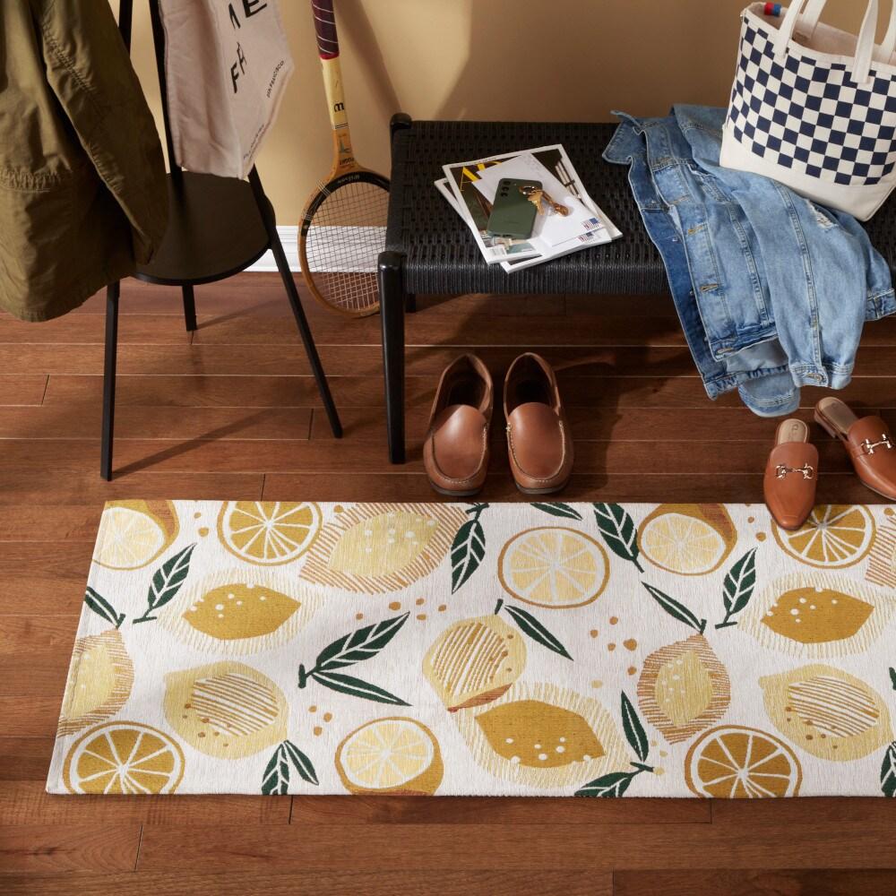 Town & Country Living TOWN & COUNTRY Living Livie Fresh Lemon Everwash Washable Non-Slip Backing Kitchen Runner Rug
