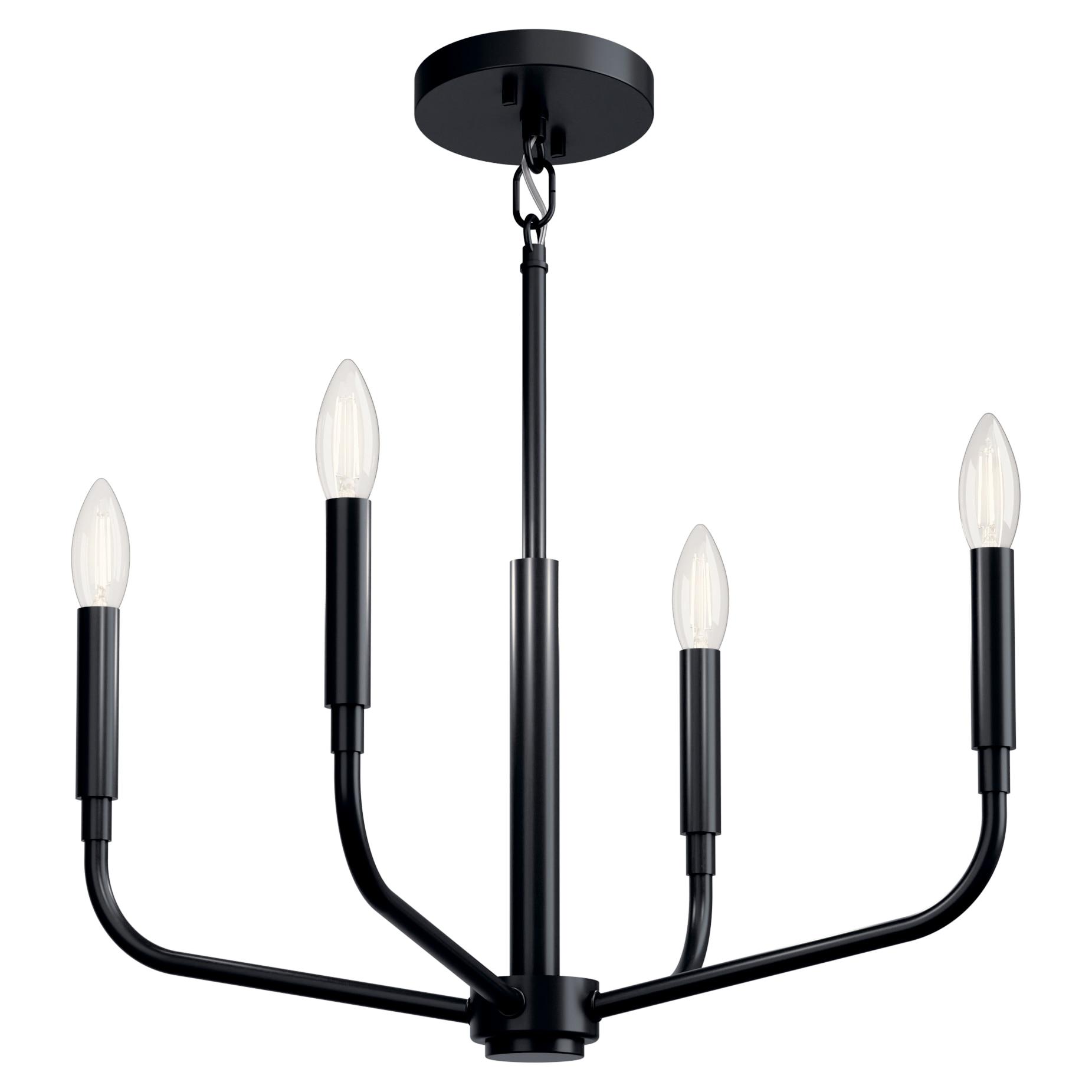 Black Mini 4-Light Candle Chandelier with Incandescent Bulbs