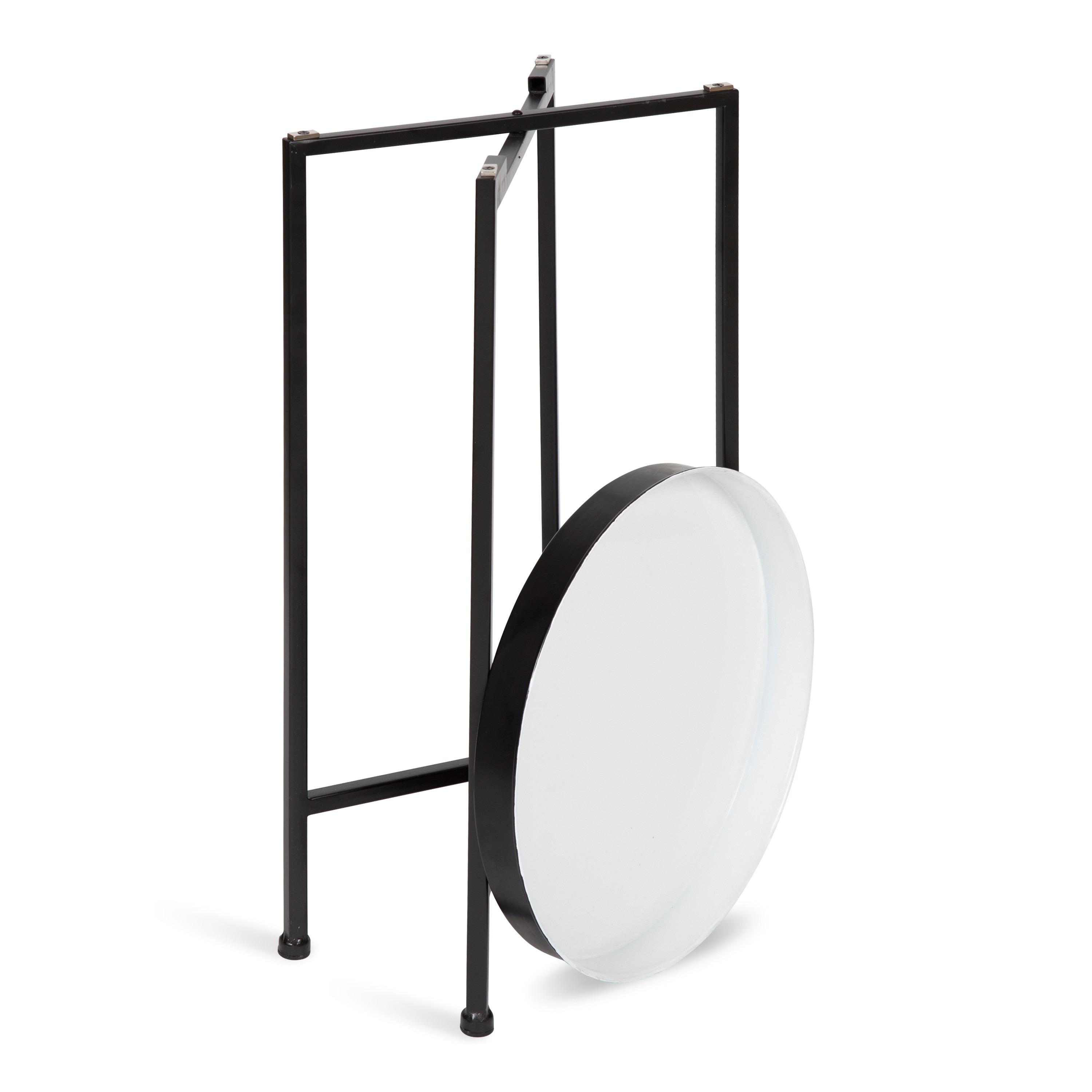 Kate and Laurel Celia Round Metal Tea Table, 14x14x25.75, Black and White