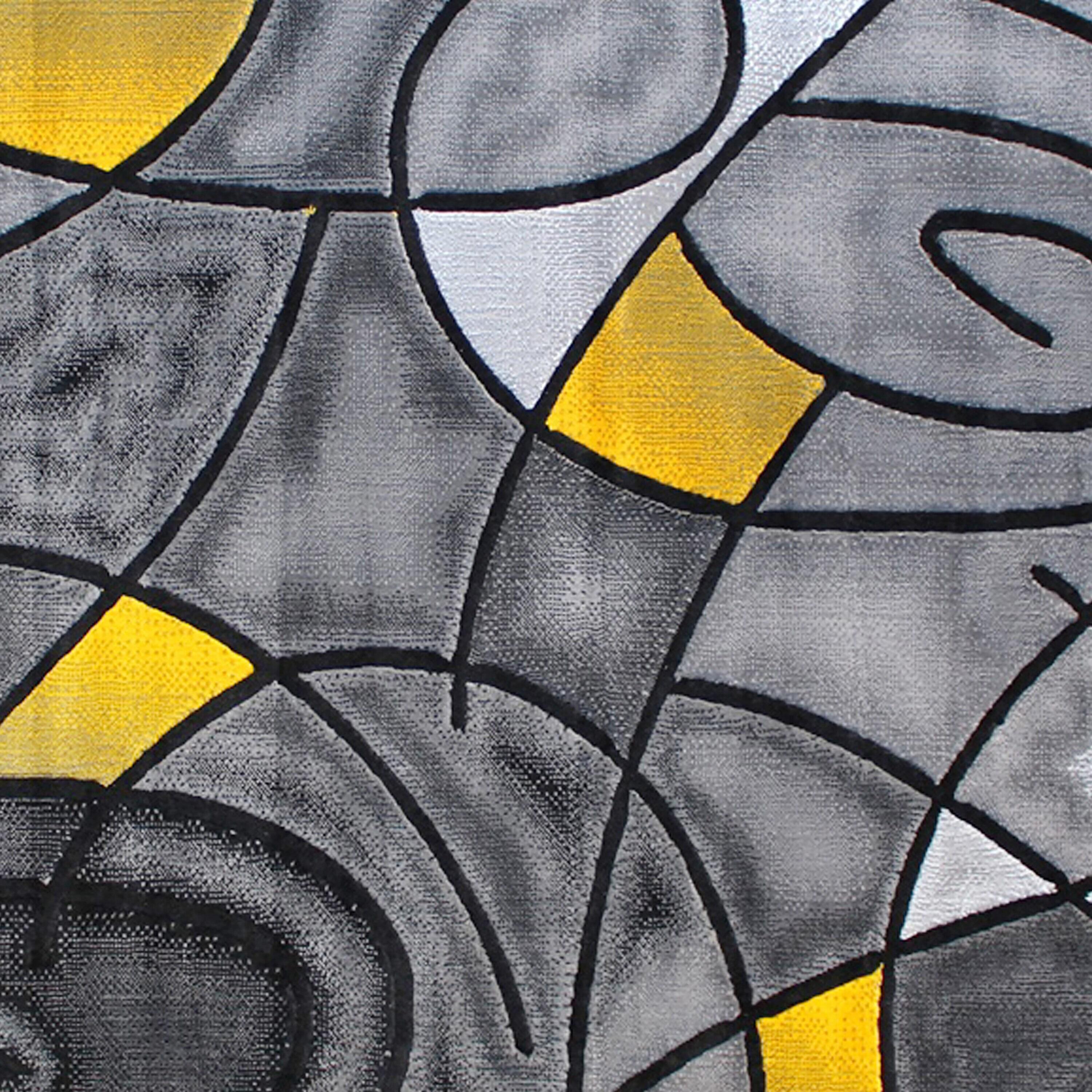 Reversible Abstract Yellow Synthetic 8' x 10' Area Rug