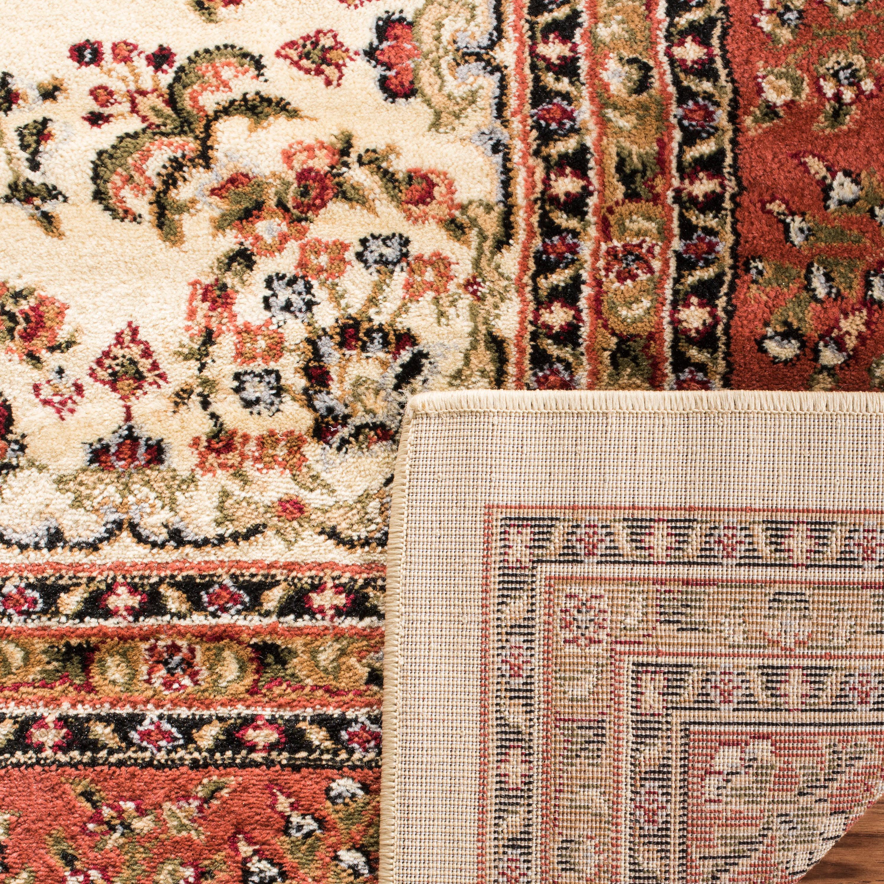 Lyndhurst Sarouk LNH331 Power Loomed Area Rug - Ivory/Rust - 9'x12' - Safavieh