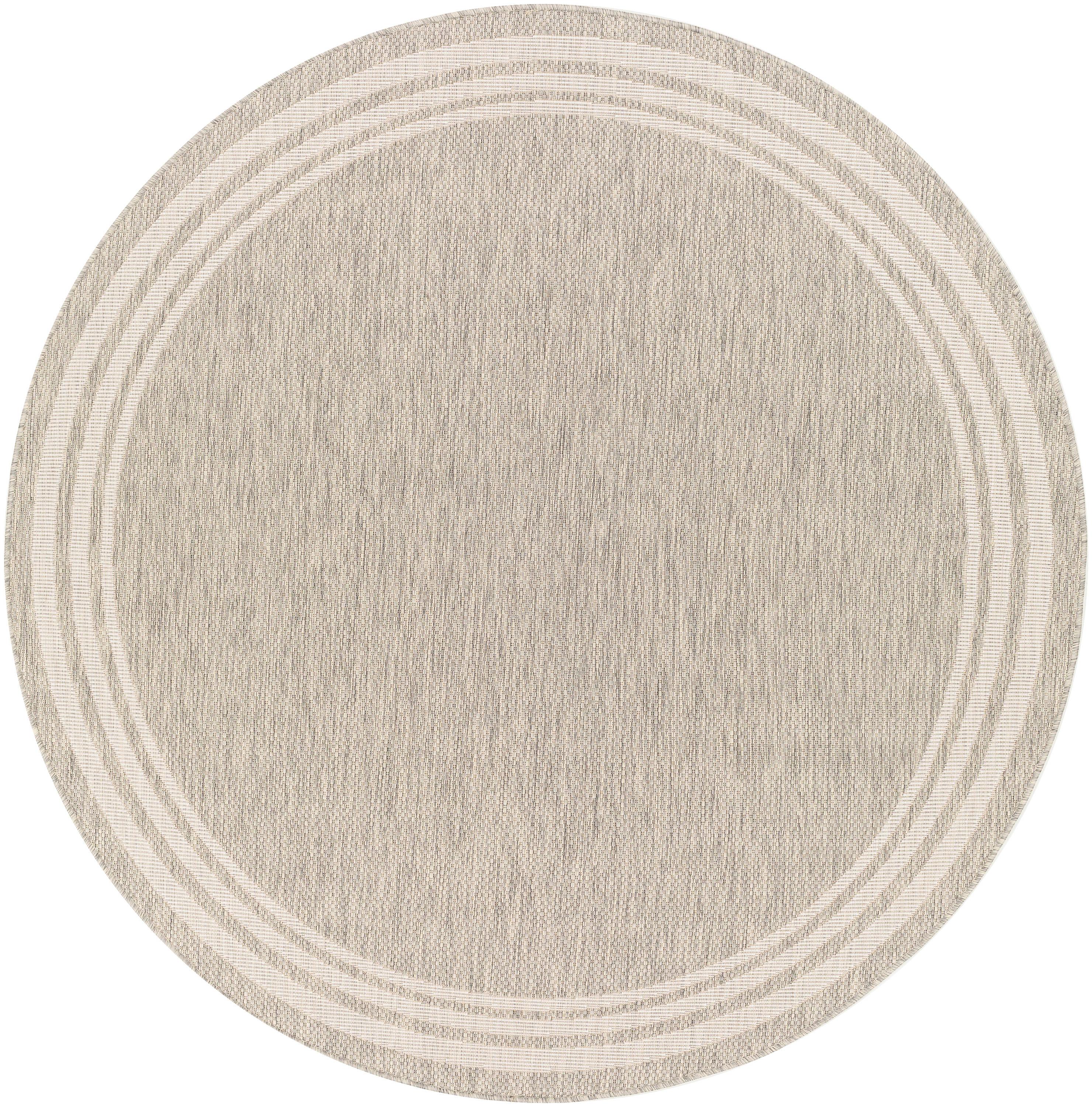 Eagean Gray 5' Round Synthetic Easy-Care Rug