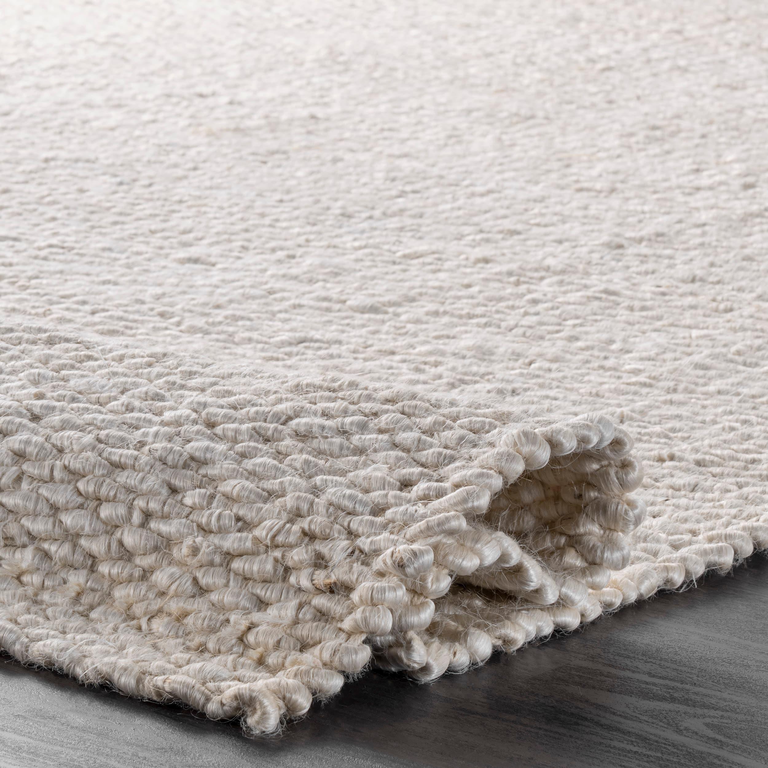 Nuloom Hailey Solid 4x6 Jute Indoor Area Rug for Dining Room Rug Neutral Rug Living Room Rug Kitchen, Off White