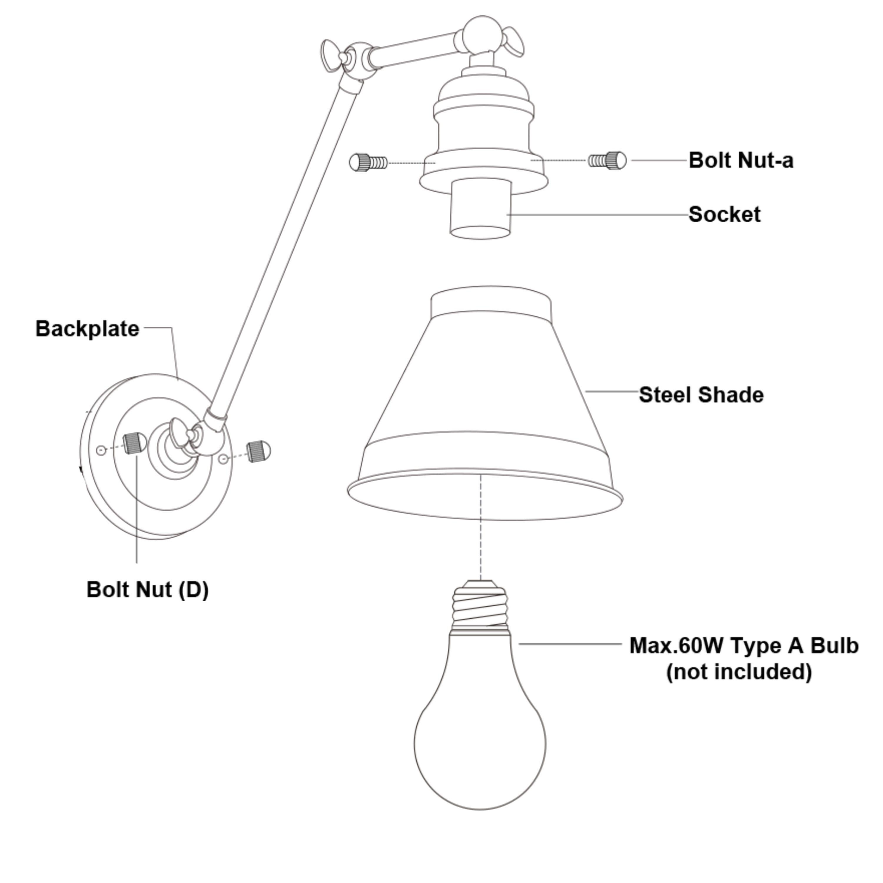 Vaxcel Alexis 1 - Light Swing Arm Lamp in  Oil Rubbed Bronze/Satin Gold