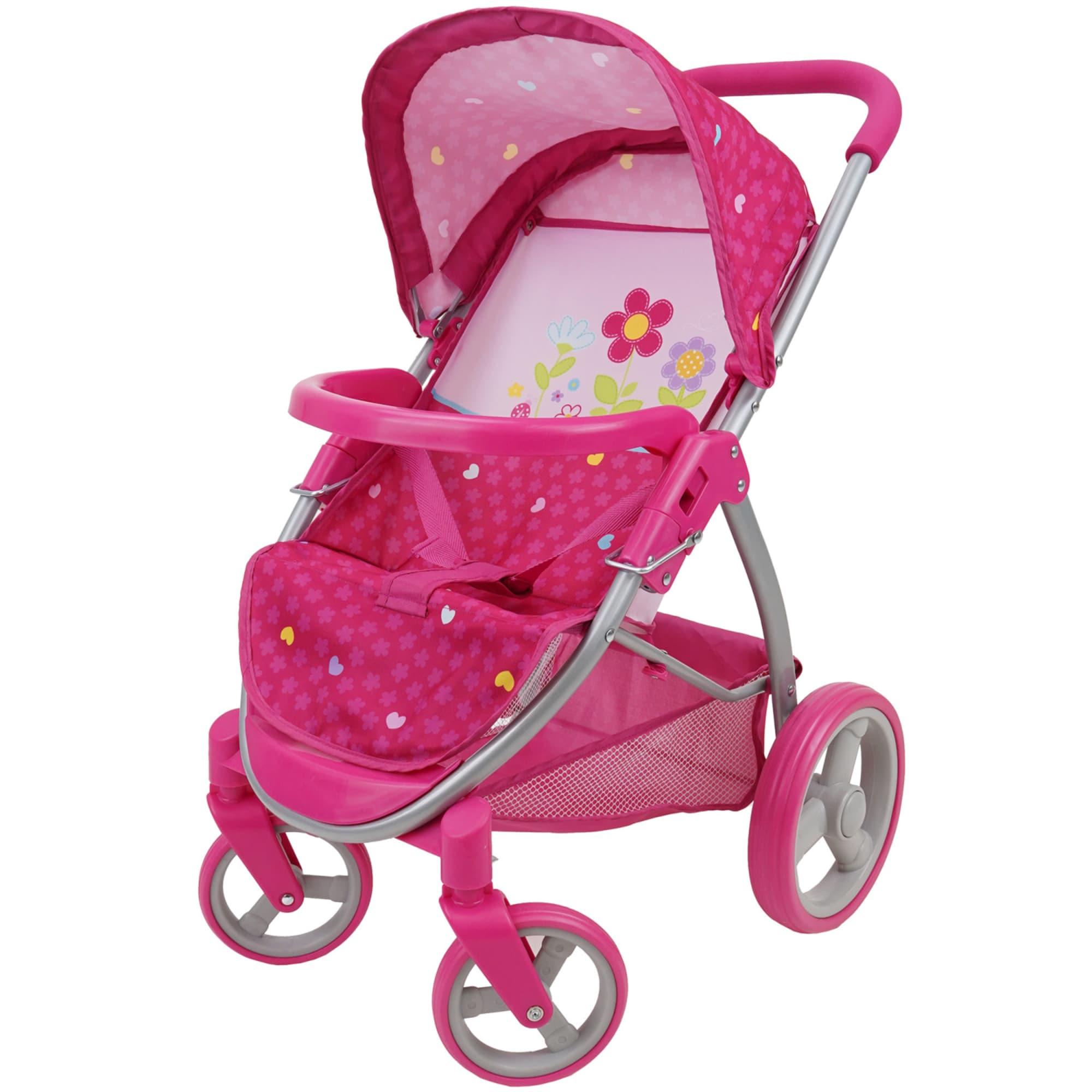Garden Twin Doll Stroller W/ Front Swivel Wheels