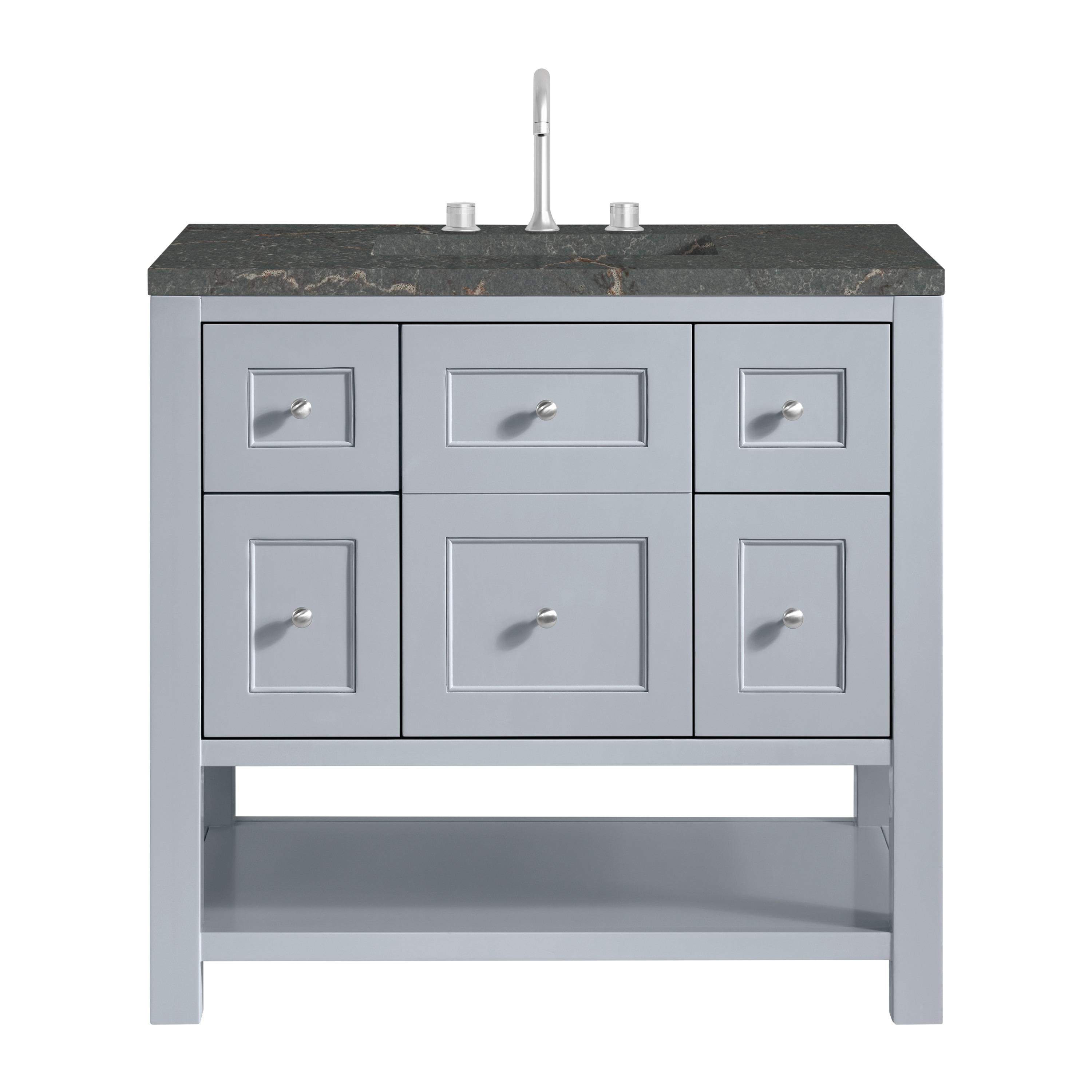 James Martin Vanities 330-V36-SRB-3LDL 36 in. Breckenridge Single Vanity with 3 cm Lime Delight Quartz Top, Serenity Blue