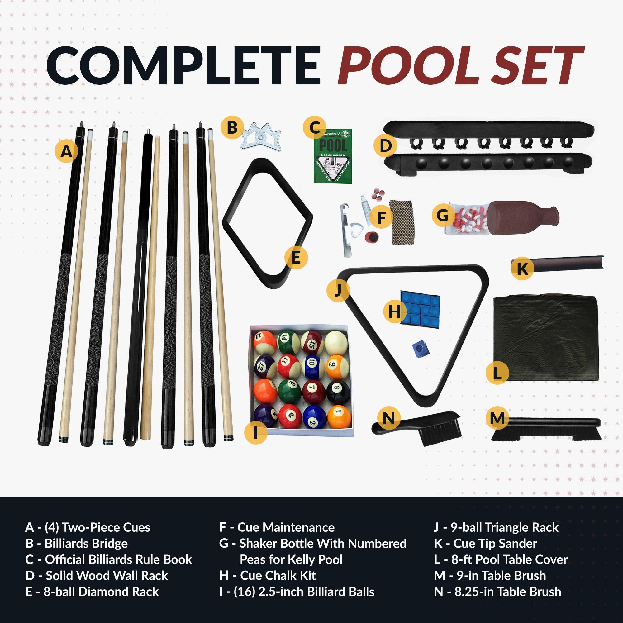 2'54'' Deluxe Black Billiards Accessory Kit