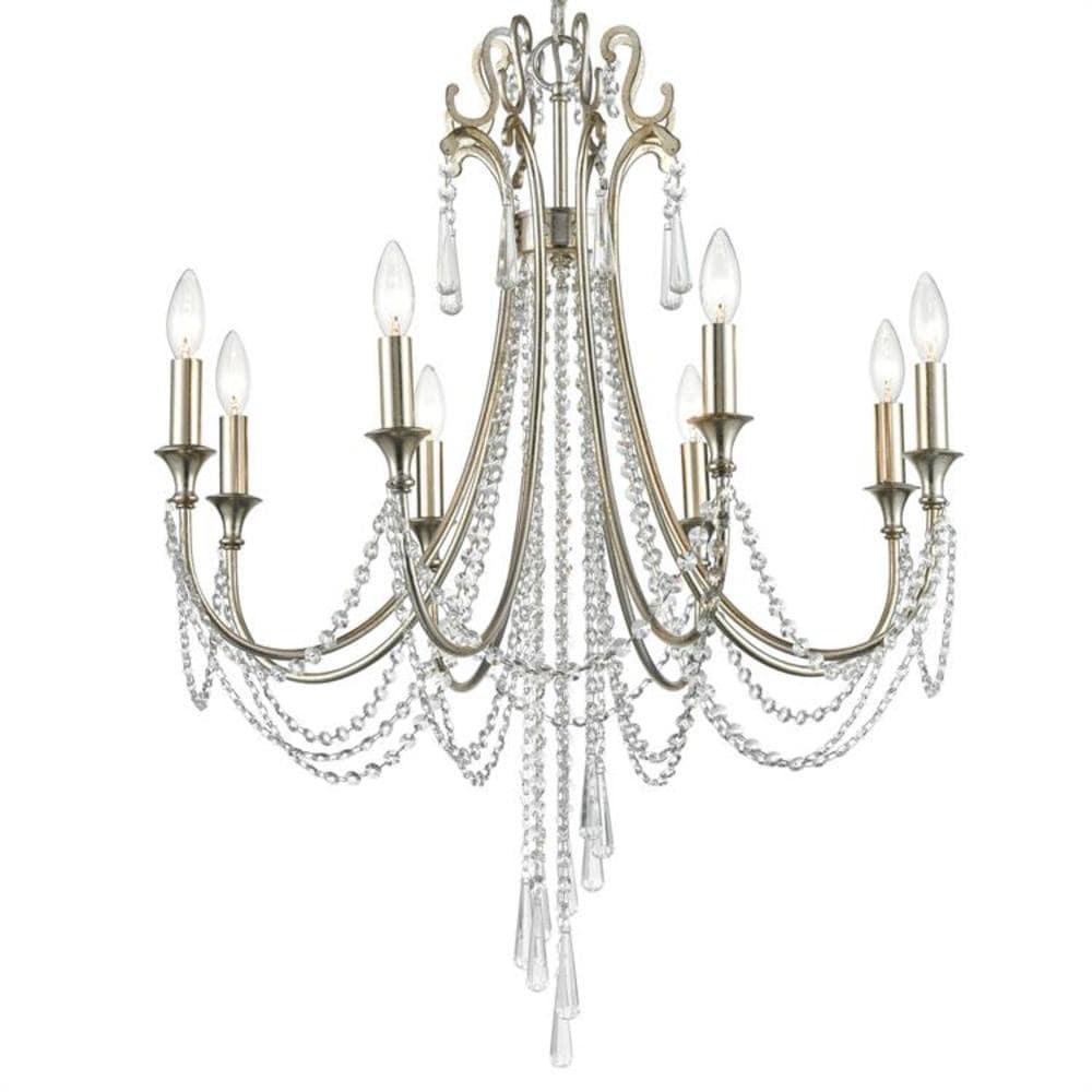 Crystorama Lighting ARC-1908-SA-CL-MWP Arcadia - 8 Light Chandelier   Antique Silver Finish with Clear Hand Cut Crystal