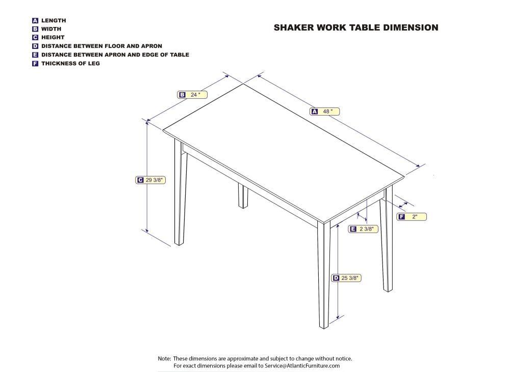 AFI 48" Solid Wood Shaker Design-Home Office, Laptop Computer Work Study Desk with USB Charger in Walnut