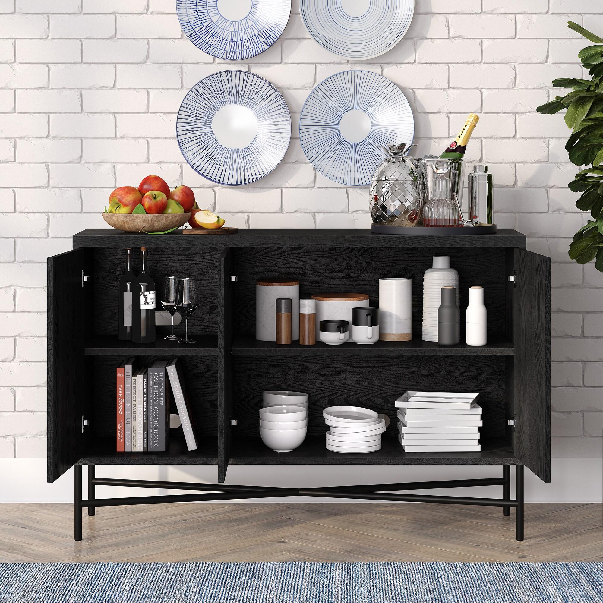 Evelyn&Zoe 48" Modern Contemporary Buffet Table Black