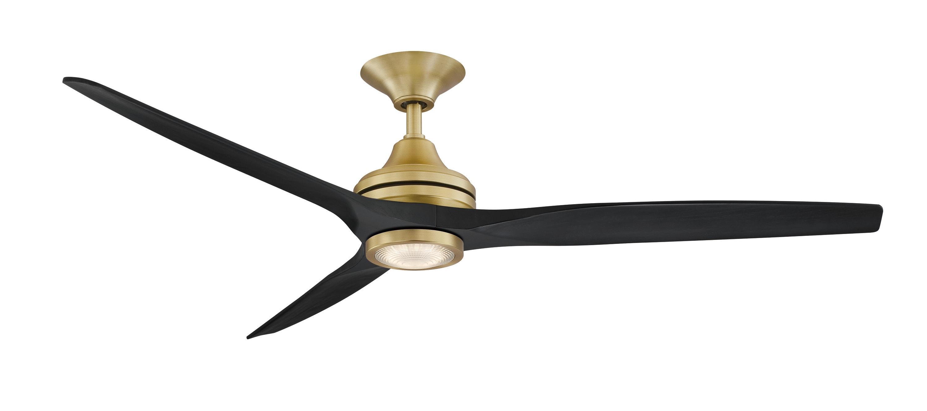 Solaria 60" Black and Brass Ceiling Fan with Light