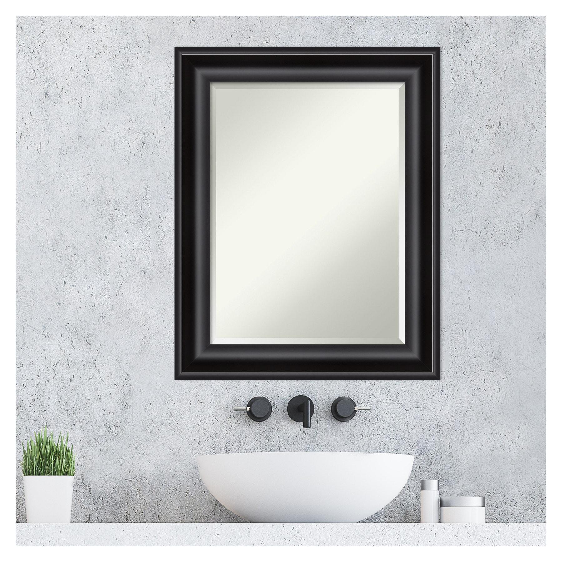 24" x 30" Non-Beveled Grand Black Wall Mirror - Amanti Art: Modern Rectangle, Polystyrene Frame