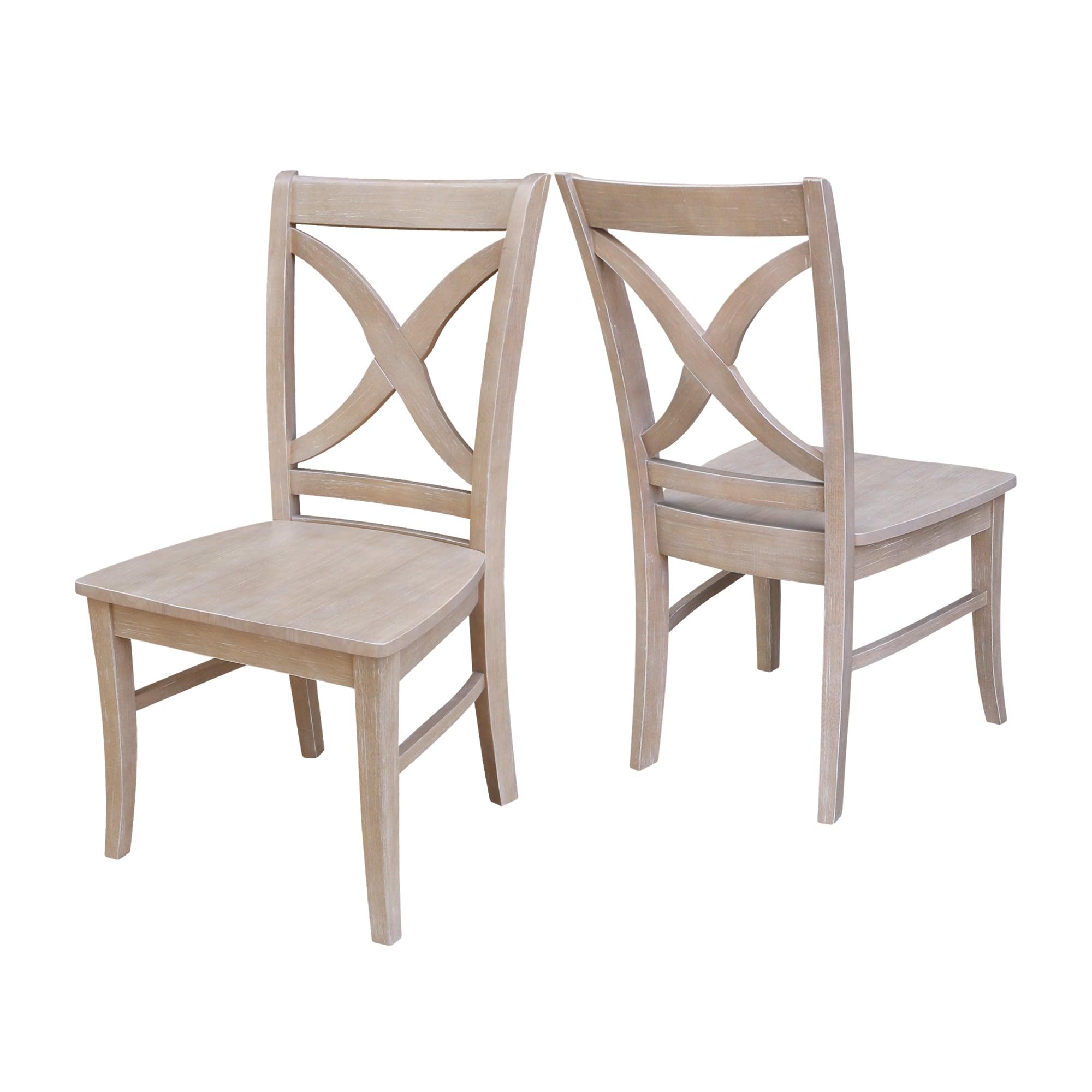 Solid Wood Cross Back Side Chair in Taupe (Set of 2)