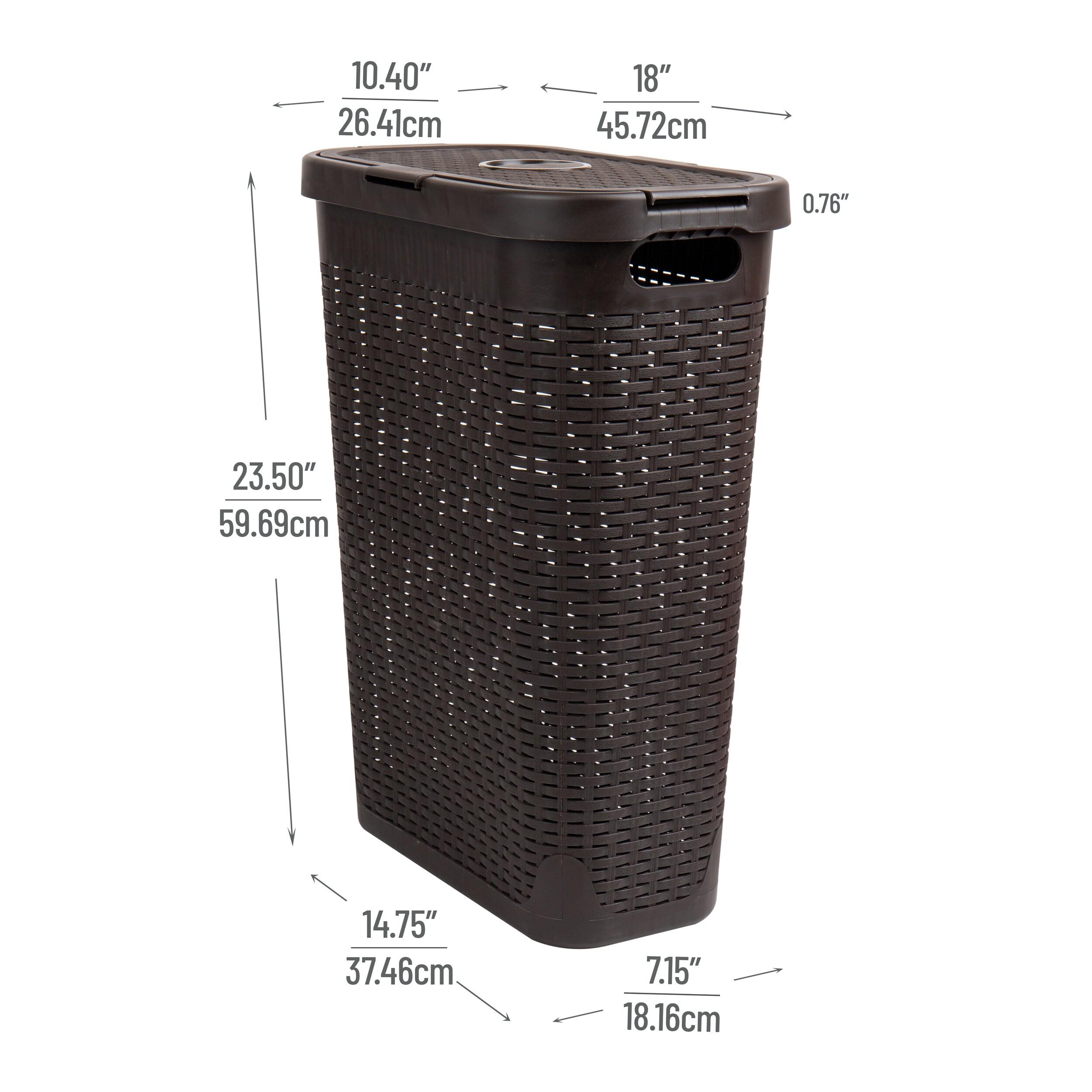 Mind Reader 40L Slim Laundry Hamper, Clothes Basket, Lid, Wicker Design, Plastic & Reviews | Wayfair