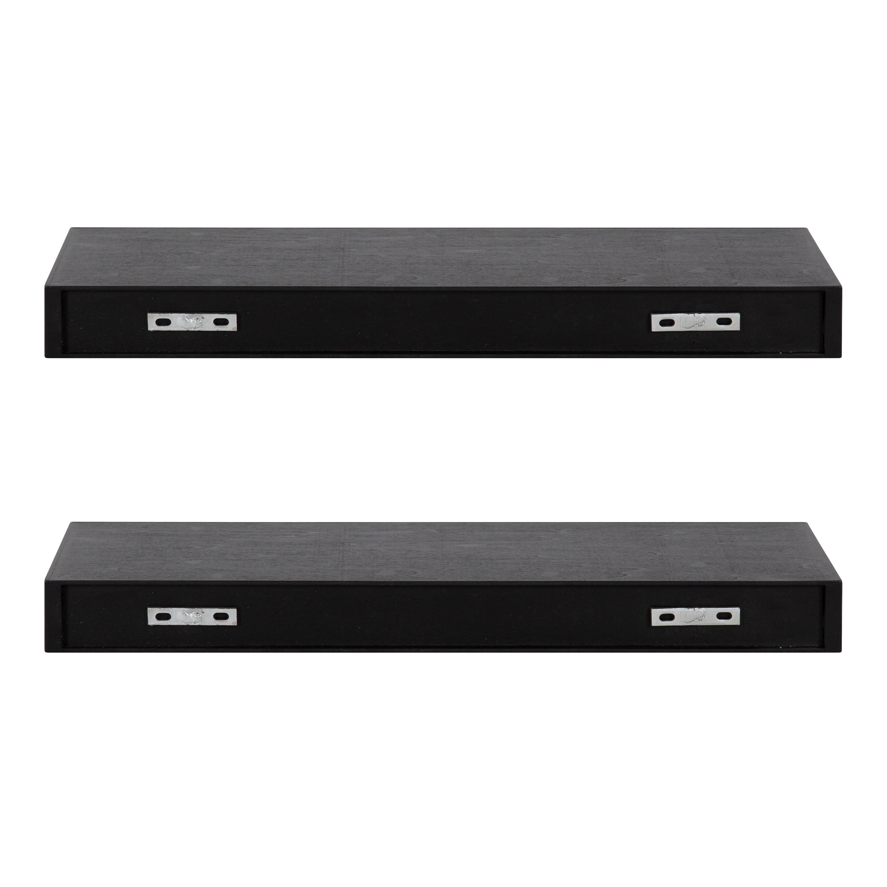 2pc 24" Havlock Wood Shelf Set Black - Kate & Laurel All Things Decor: Solid Wood, Easy Wall Mount
