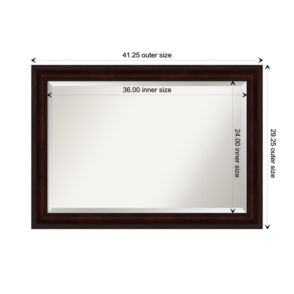Amanti Art Beveled Bathroom Wall Mirror - Coffee Bean Brown Frame - Coffee Bean Brown Outer Size: 41 x 29 in
