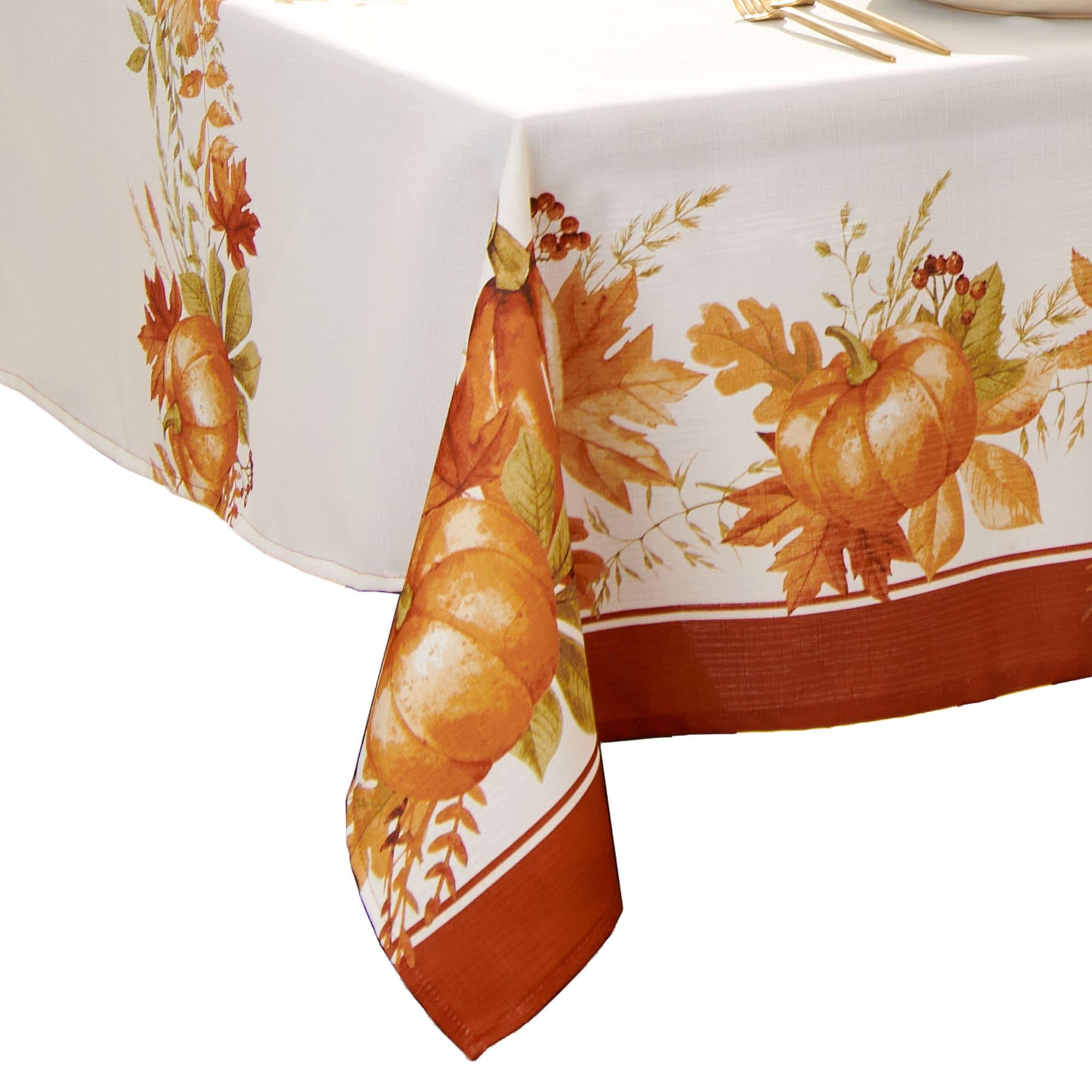 Autumn Pumpkin Grove Fall Rectangle Tablecloth - Orange/Rust - 60x120 - Elrene Home Fashions