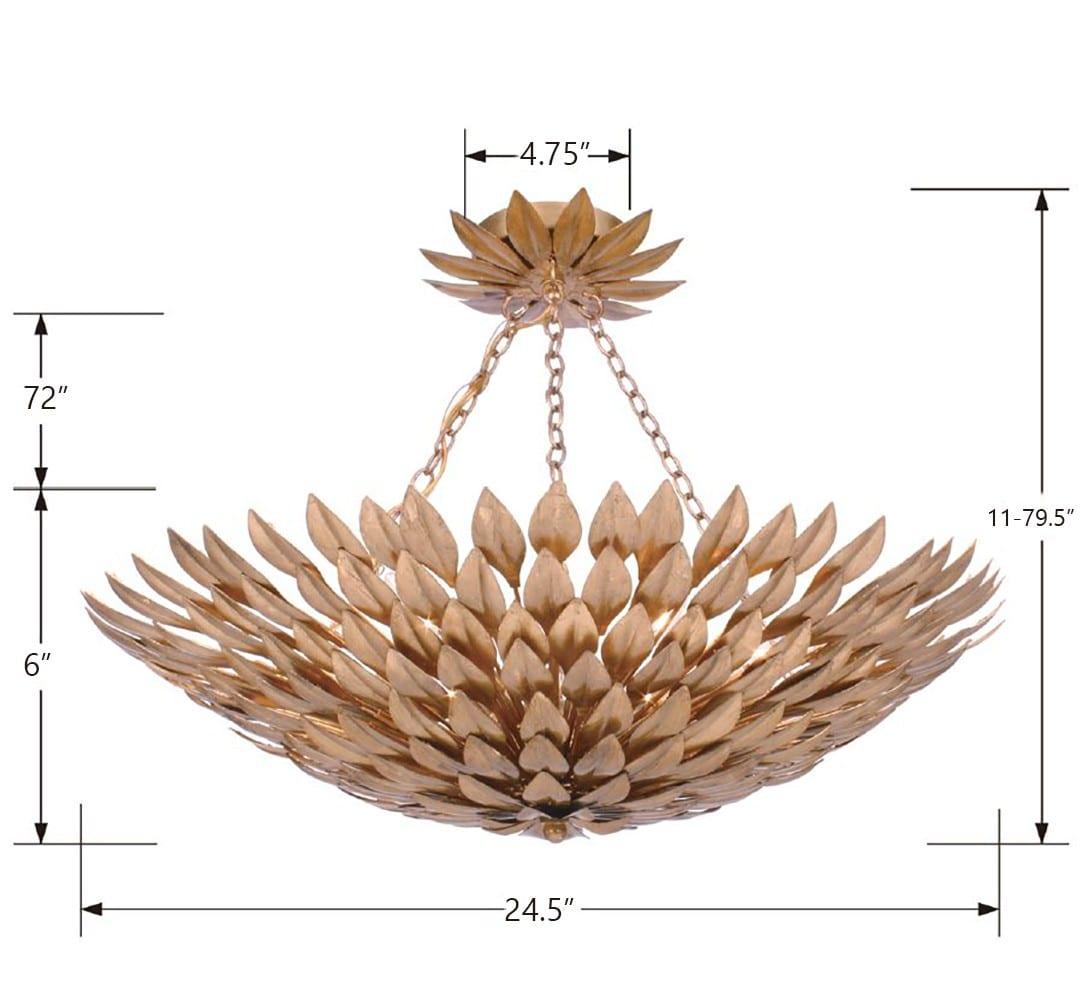 517-GA-Crystorama Lighting-Broche - Six Light Chandelier in Timeless Style - 24.5 Inches Wide by 11 Inches High-Antique Gold Finish