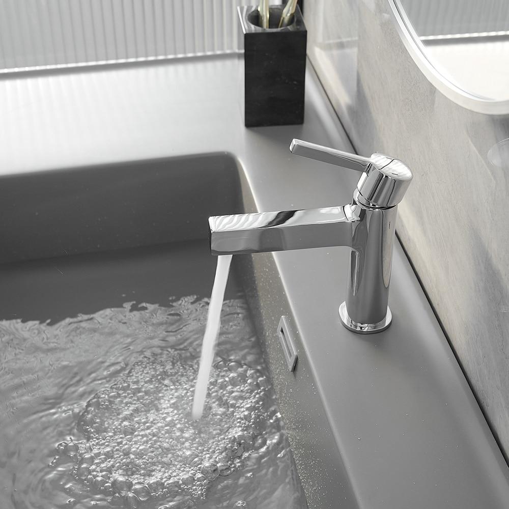 BWE Single Handle Single Hole Modern Bathroom Faucet Bathroom Drip-Free Vanity Sink Faucet