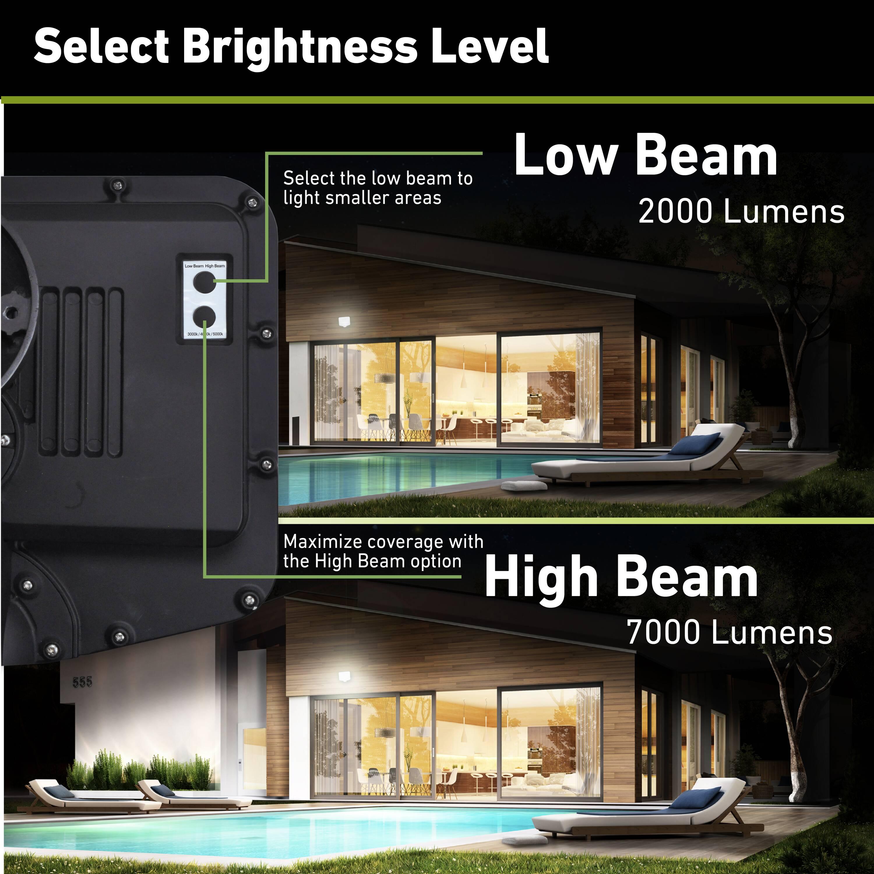 Good Earth Lighting Hyper Bright LED Motion Activated Security Flood - Bronze, 2000 or 7000 Selectable Lumens, 3000K/4000K/5000K Color Selectable Temperature, IP65 Rated