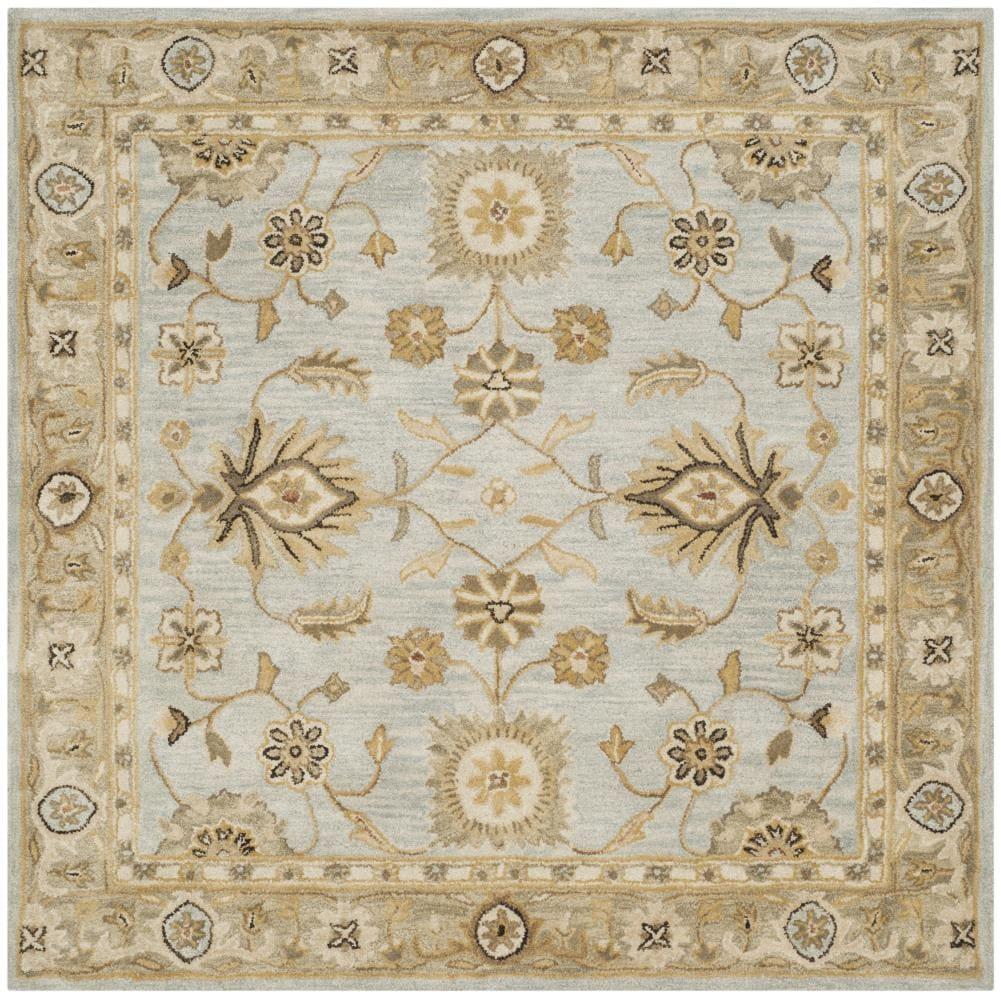 Elysian Light Blue & Beige Hand-Tufted Wool 6' Square Rug