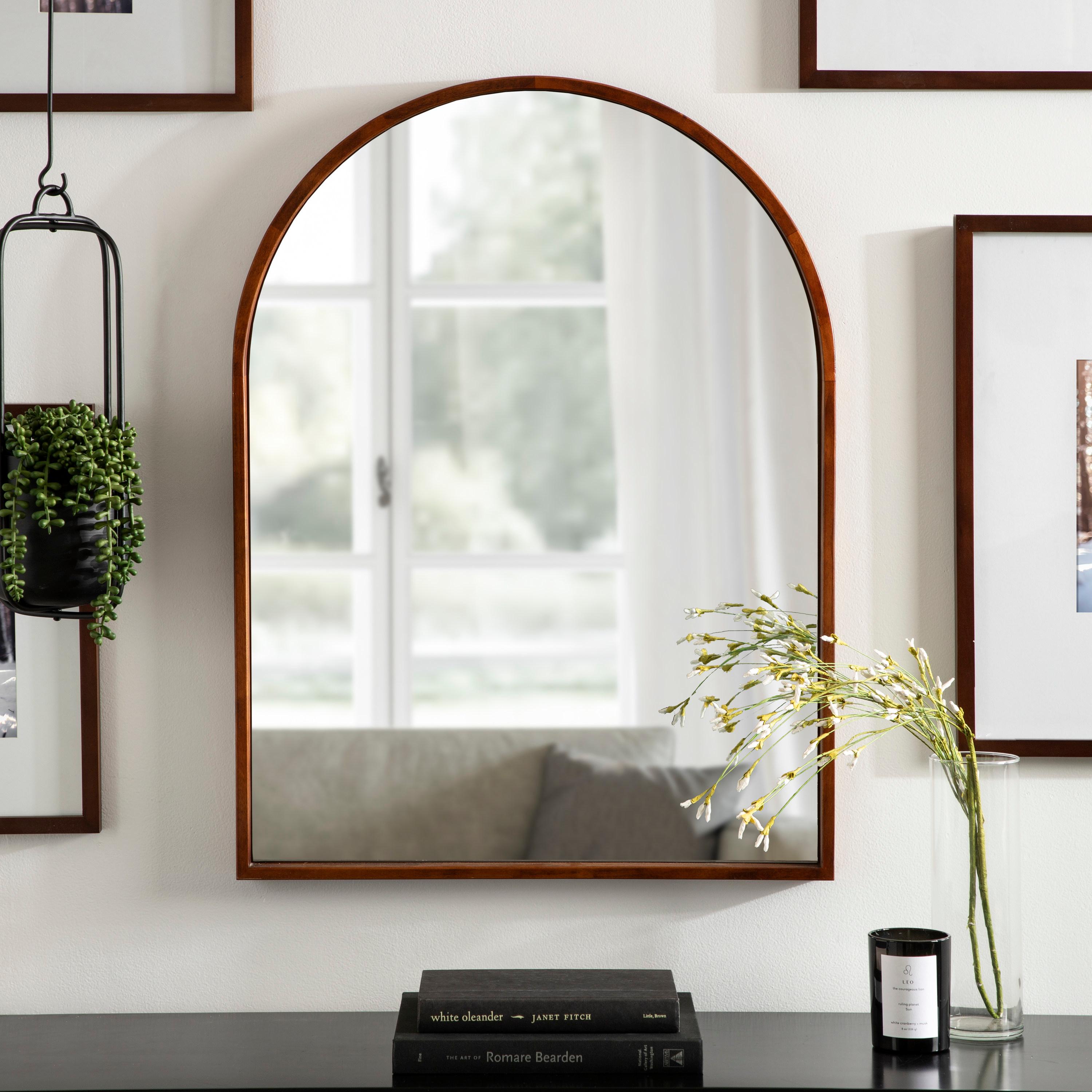 Kate & Laurel All Things Decor 24"x32" Valenti Mid-Century Modern Arched Wall Mirror: Includes Mounting Hardware