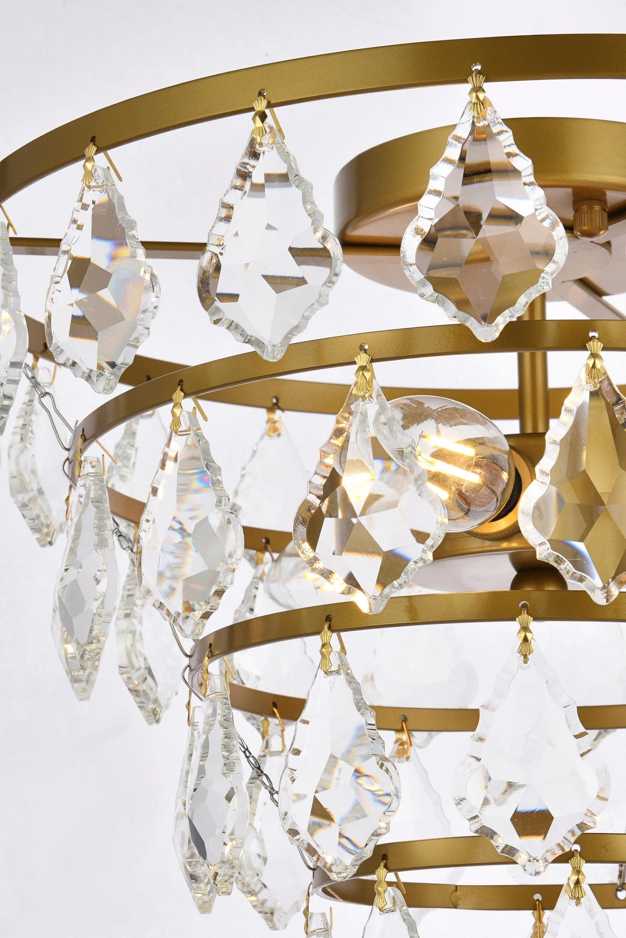 Elegant Lighting Ella 14 inch flush mount in brass