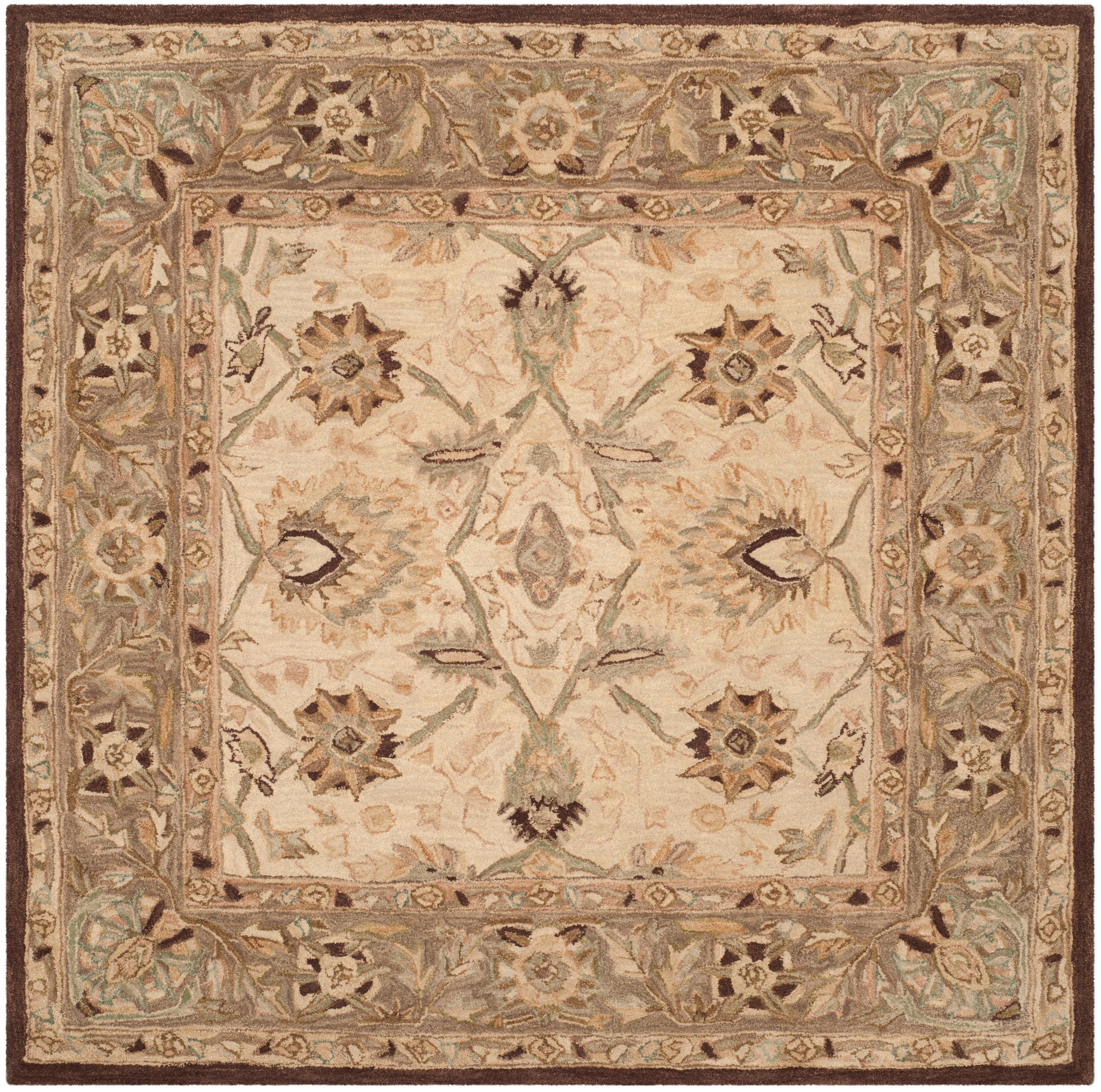 Anatolia AN512 Hand Tufted Indoor Area Rug - Ivory/Brown - 8'x8' - Safavieh