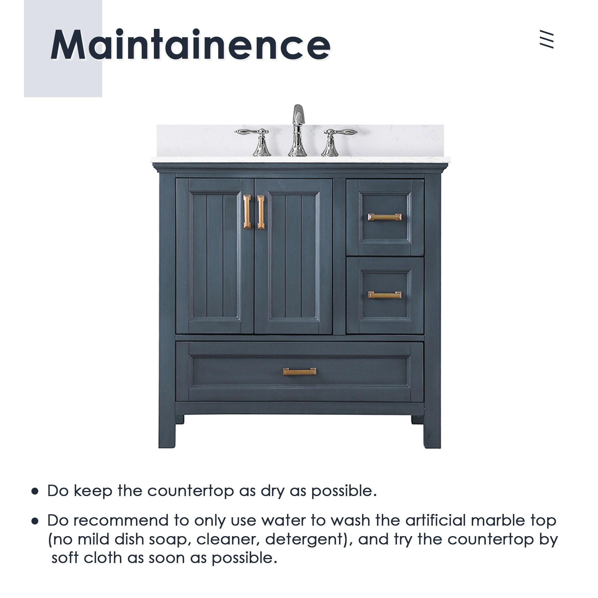 Isla 30" Marble Countertop Single Vanity w/o Mirror - Classic Blue