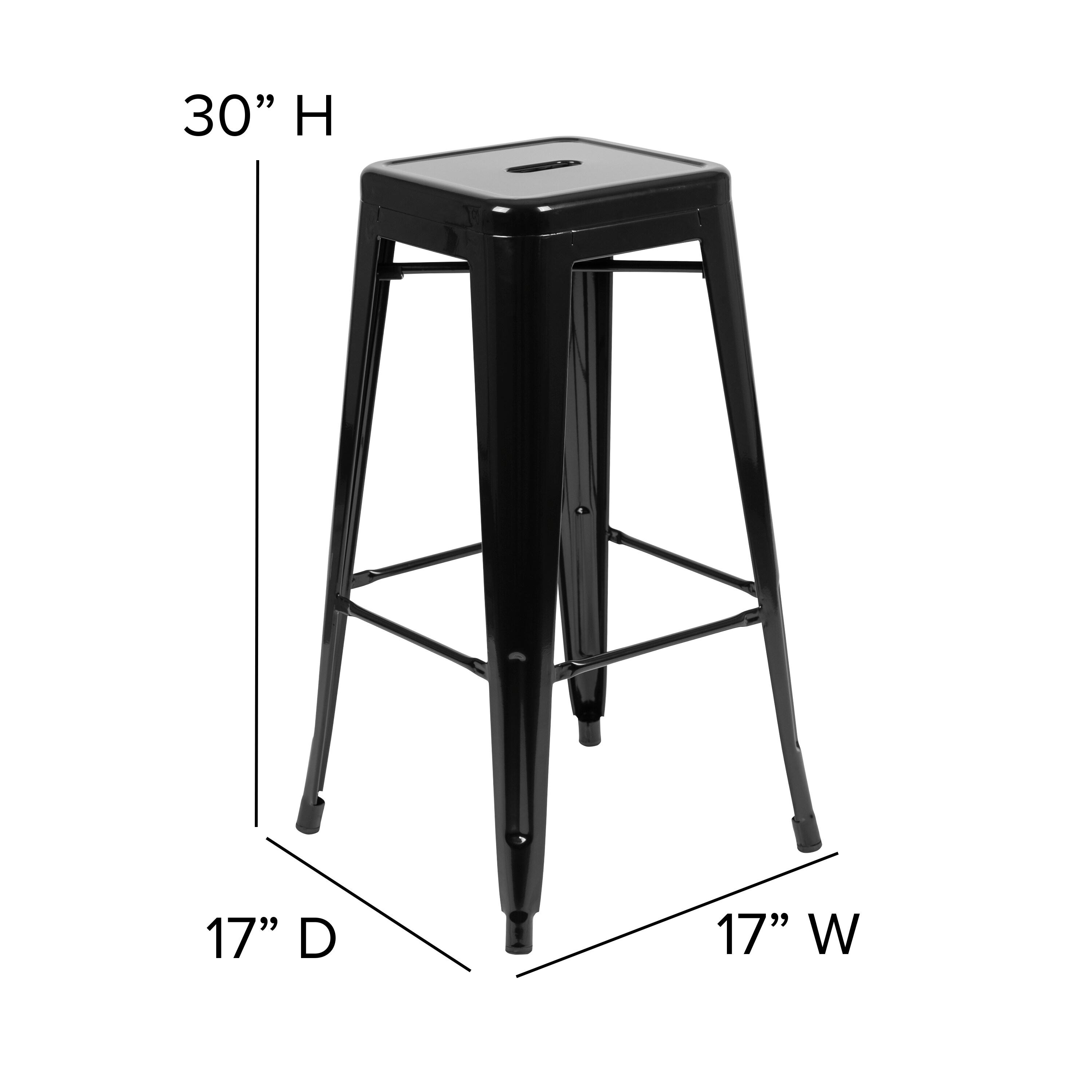 Flash Furniture 30" High Metal Indoor Bar Stool in Black - Stackable Set of 4