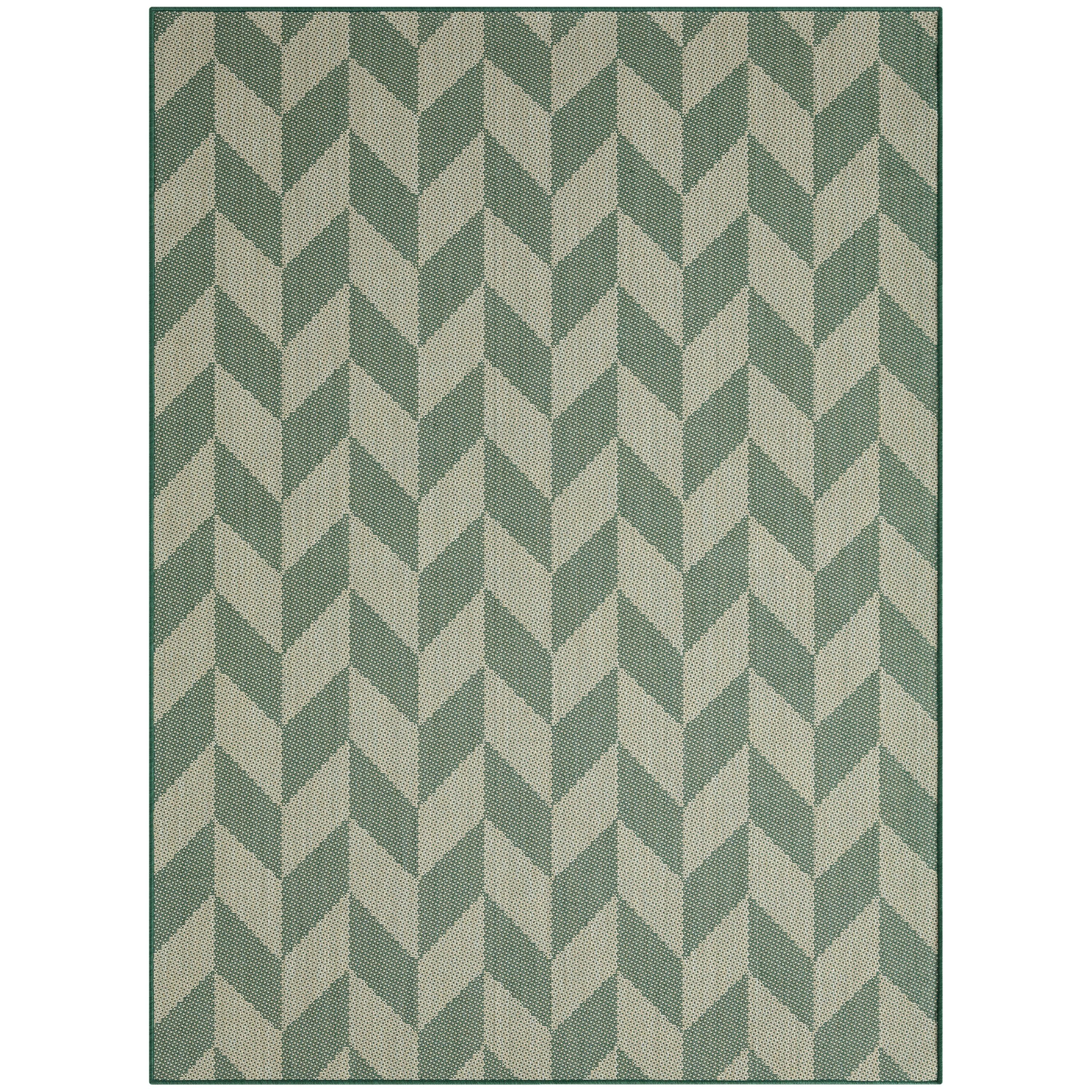 NICOLE MILLER NEW YORK Patio Country Calla Herringbone Indoor/Outdoor Area Rug, Beige/Green