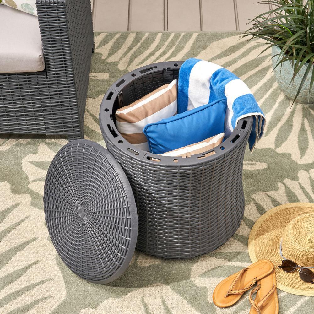 Olivo Patio Faux Wicker Patio Table - Dark Gray - Christopher Knight Home