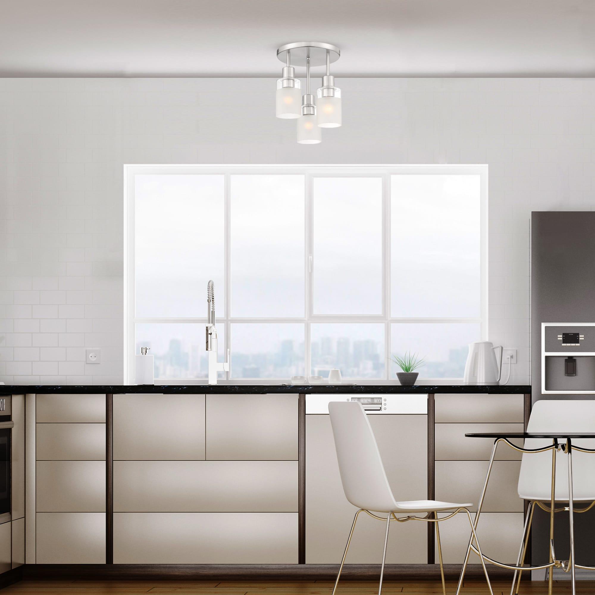 Designers Fountain Cedar Lane 3 Light Brushed Nickel Semi-Flush Mount Ceiling Light, D236M-SF-BN