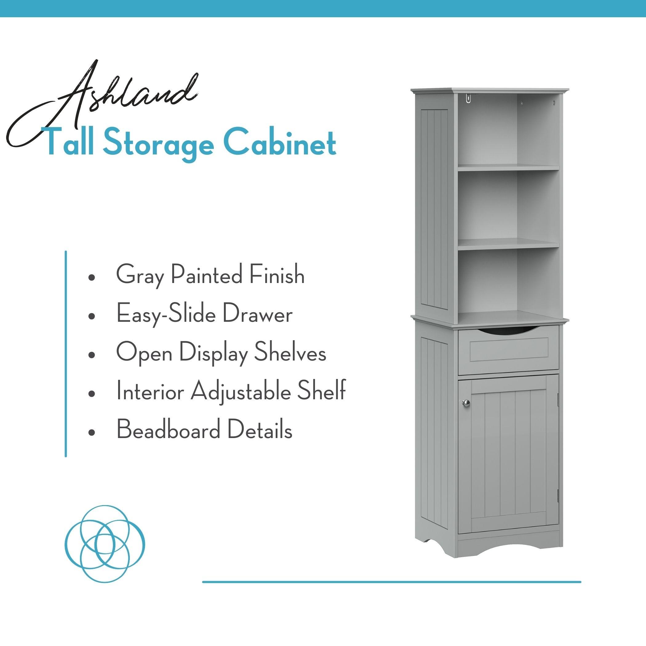RiverRidge Home RiverRidge Ashland Tall Bathroom Storage Linen Cabinet and Organizer with Drawer and Shelves