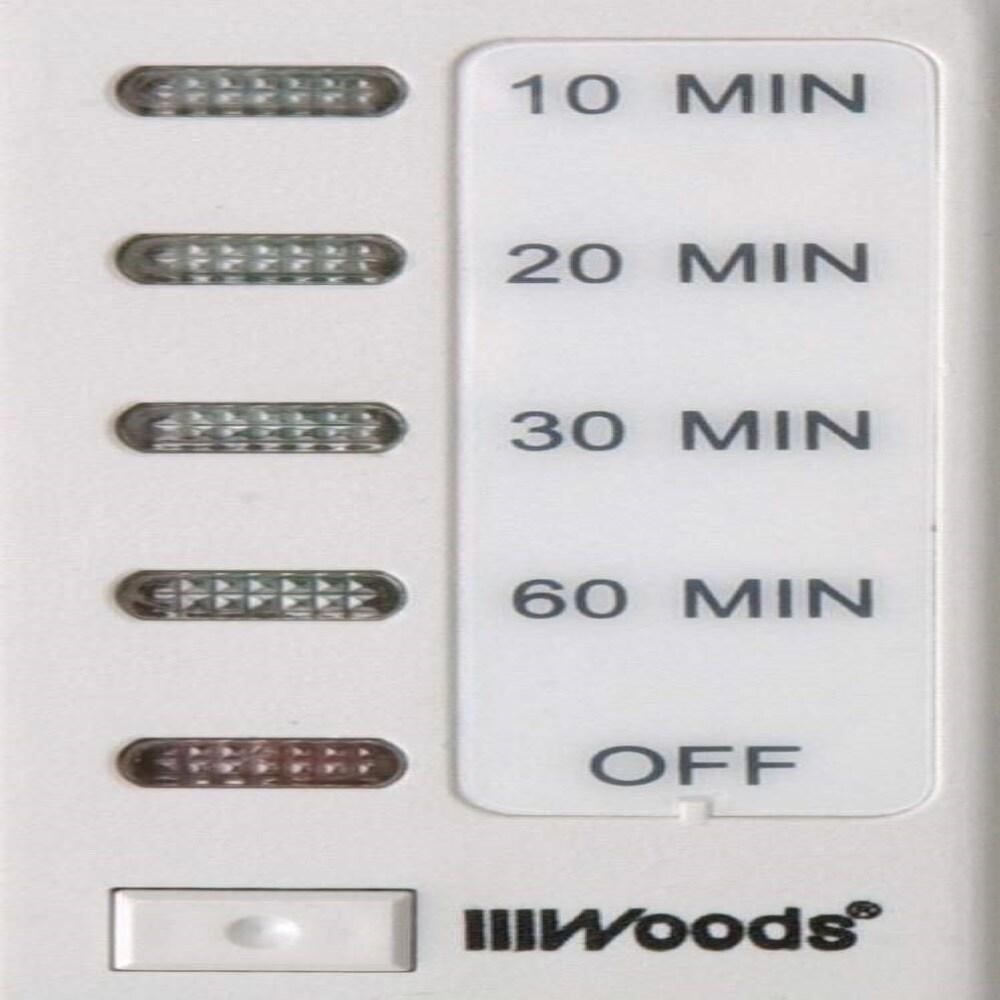 Woods 59008 Decora Style 60-30-20-10 Minute Preset Wall Switch Timer, White, 60-Minute