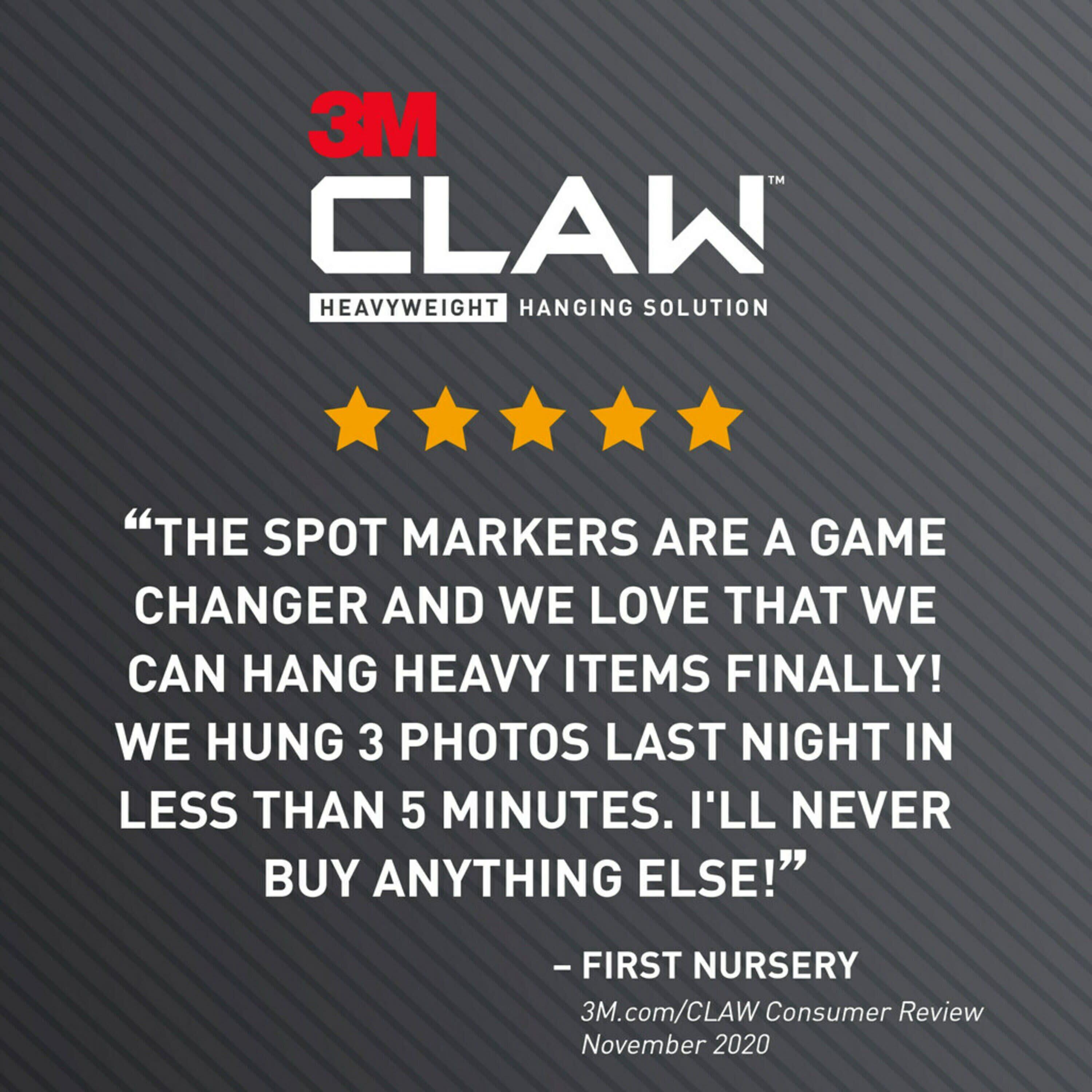 3M Claw Drywall Picture Hanger with Spot Markers 3PH65M-2EF, Holds 65 lbs (29 kg), 2 Hangers, 2 Makers
