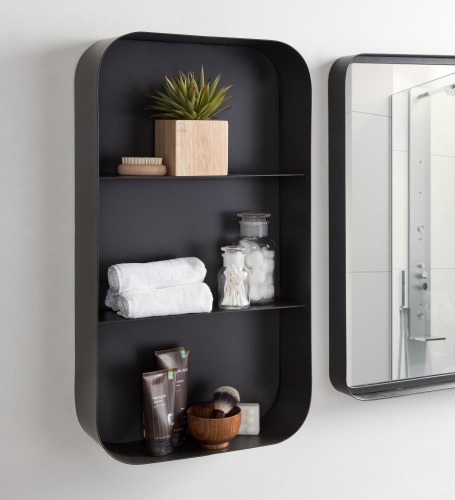 Kate and Laurel Armenta Metal Wall Shelf, Gray 16x28