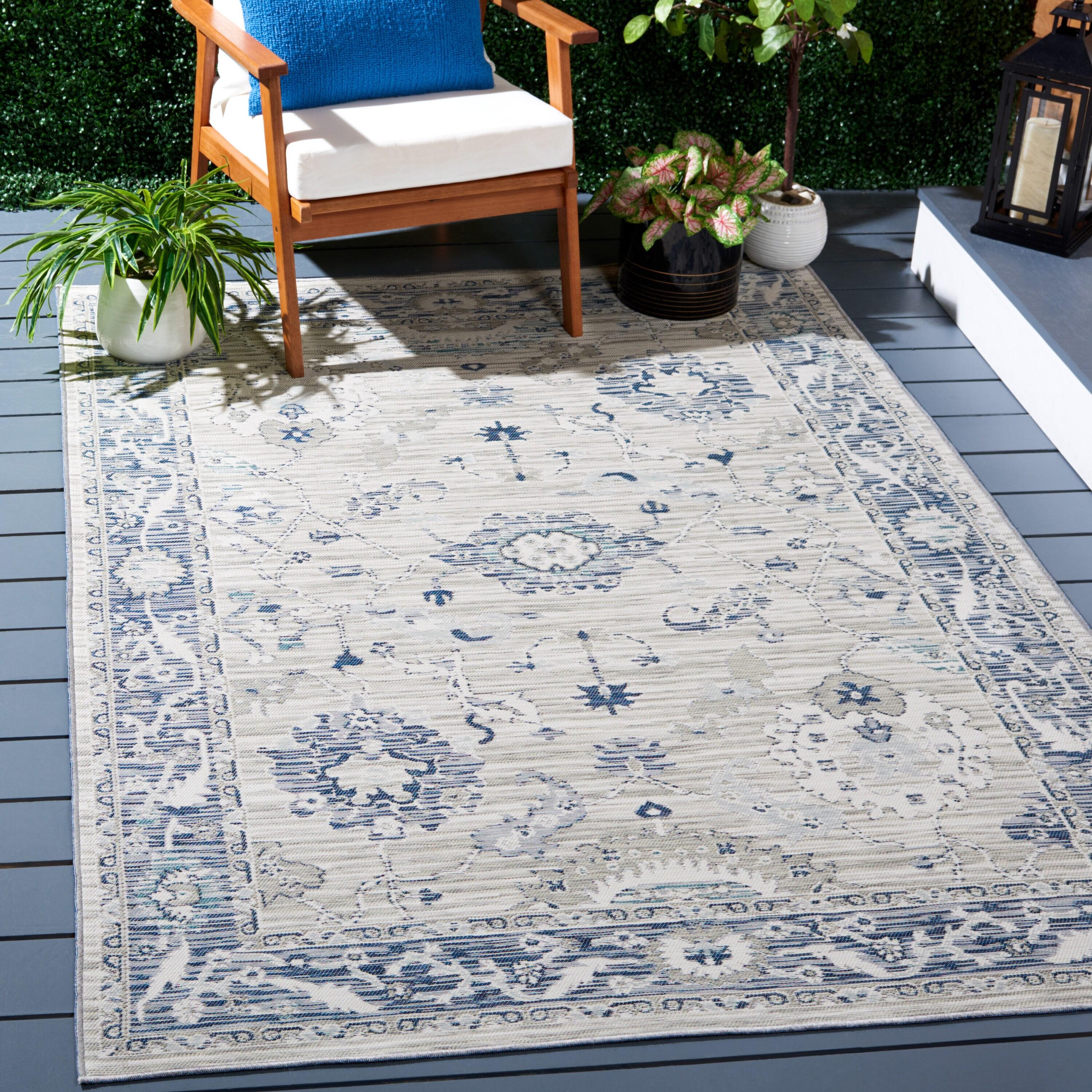 Charleston CHL413 Loomed Indoor Area Rug - Ivory/Blue - 8'x10' - Safavieh