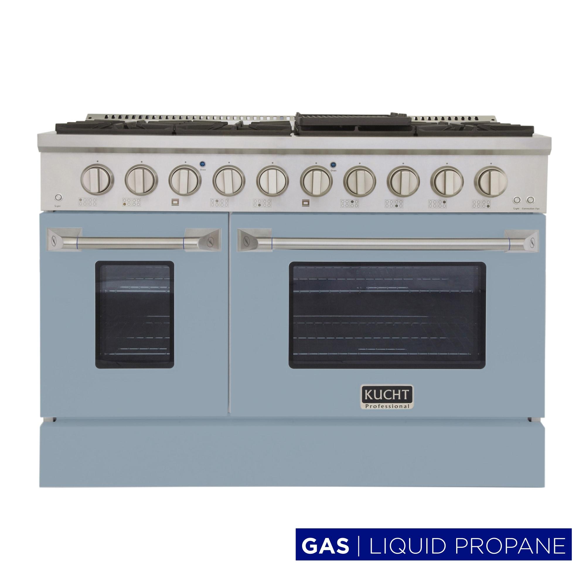 48 in. 6.7 cu. ft. Propane Gas Range with Convection Oven in Light Blue