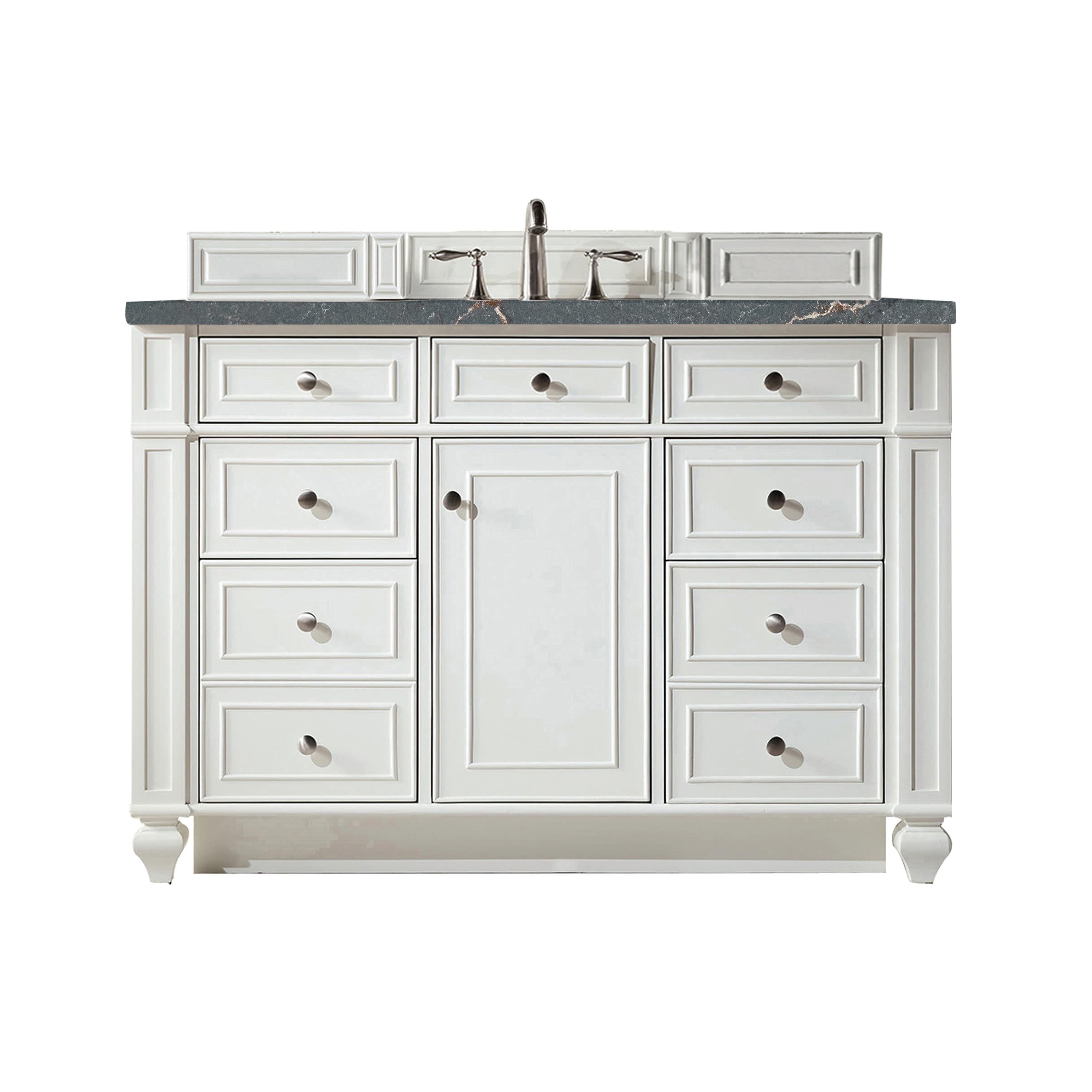 Bright White Plywood Single Vanity with Parisien Bleu Quartz Top