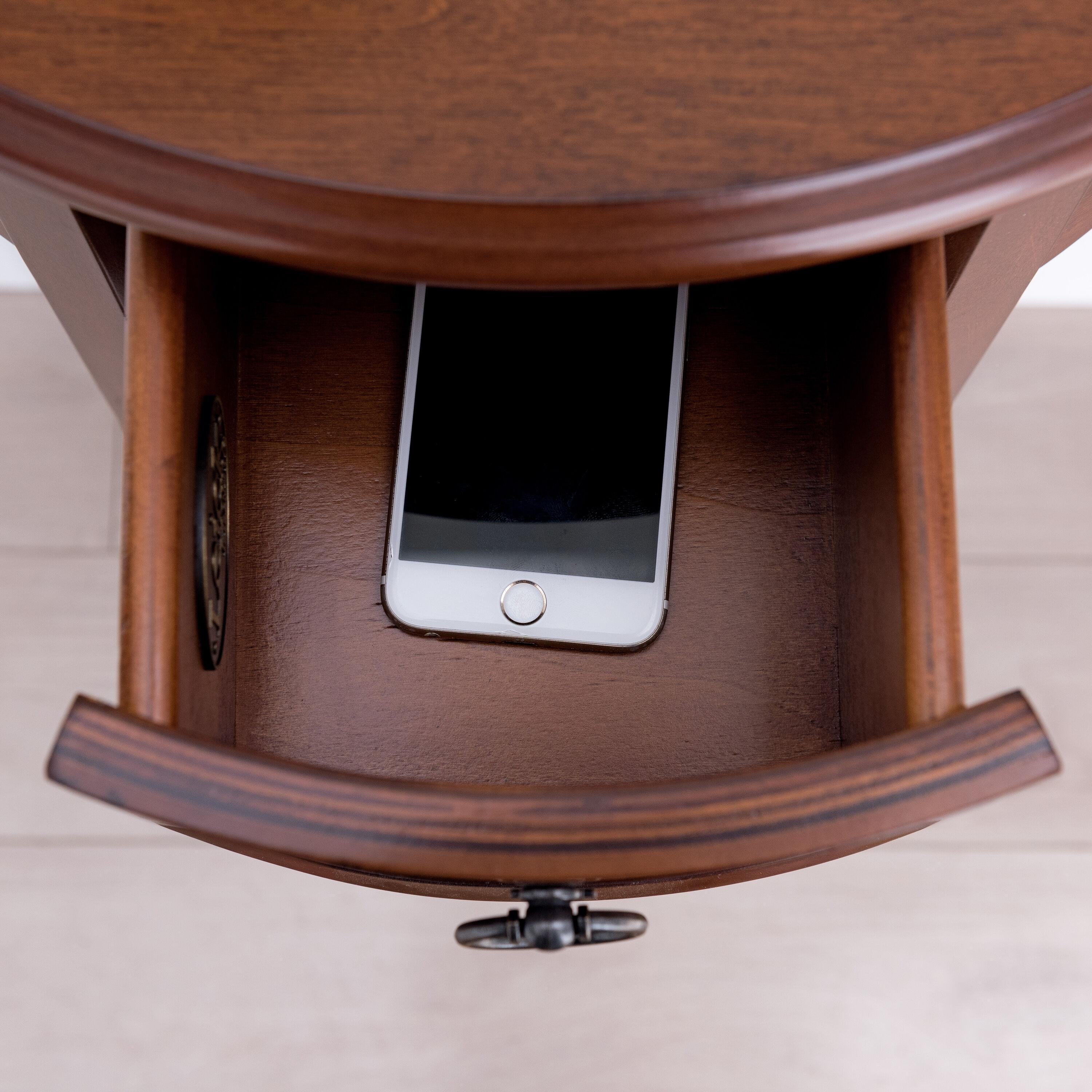 Demilune Hall Stand - Chocolate Cherry - Leick Home: Entryway Furniture with Drawer & Lower Shelf
