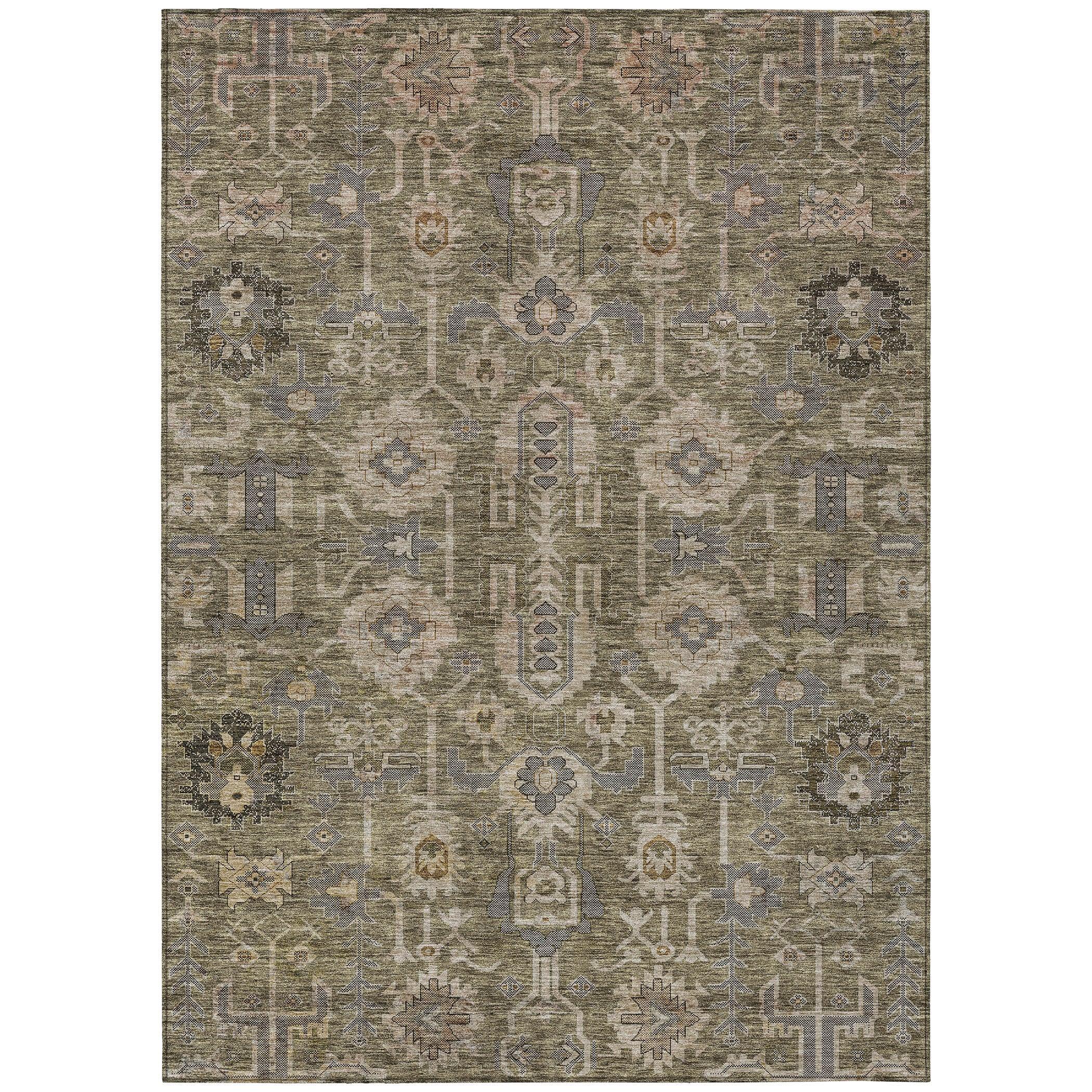 Brown Rectangular Synthetic Flat Woven Washable Area Rug