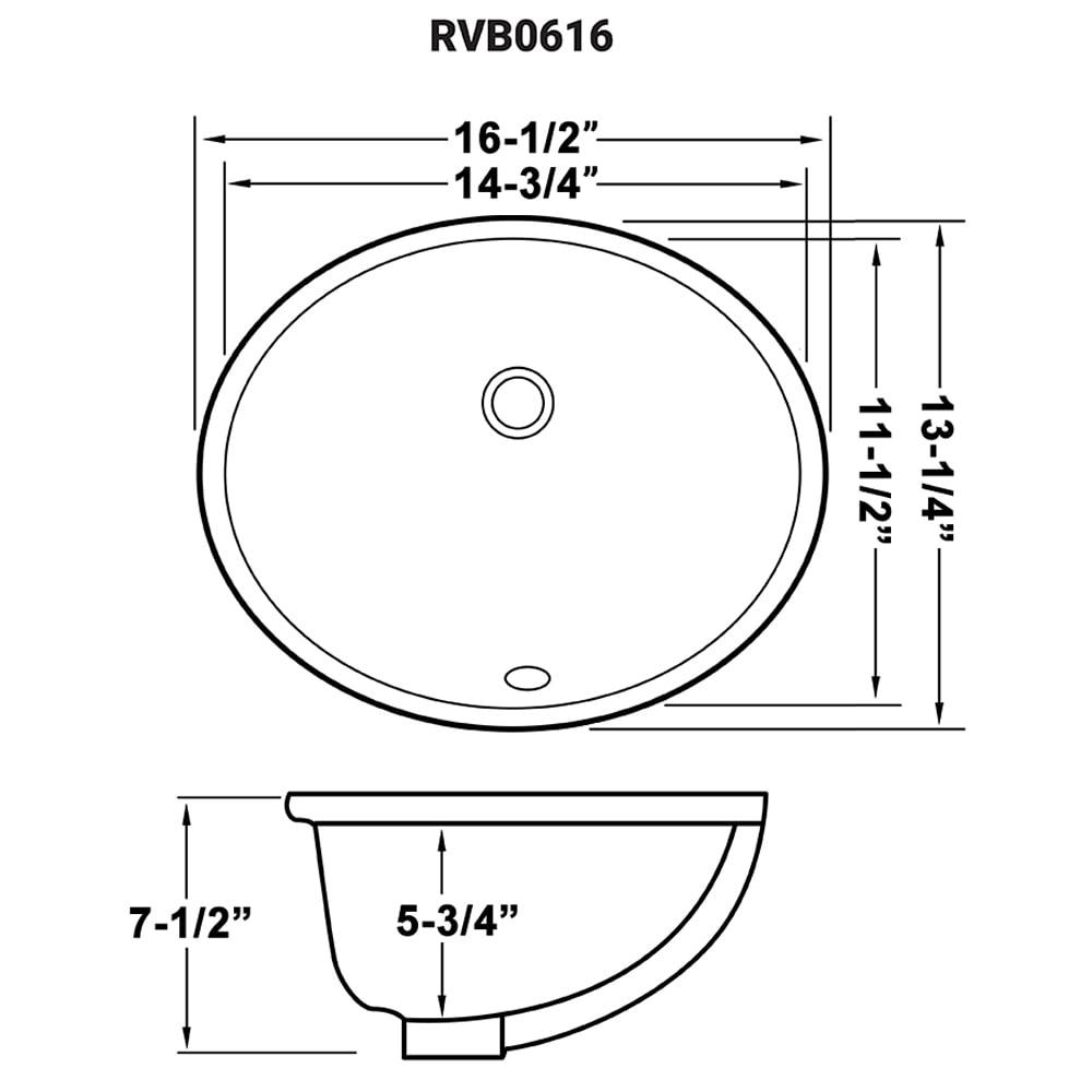 Ruvati RVB0616 Ruvati inch Undermount Bathroom Vanity Sink White Oval Porcelain Ceramic with Overflow