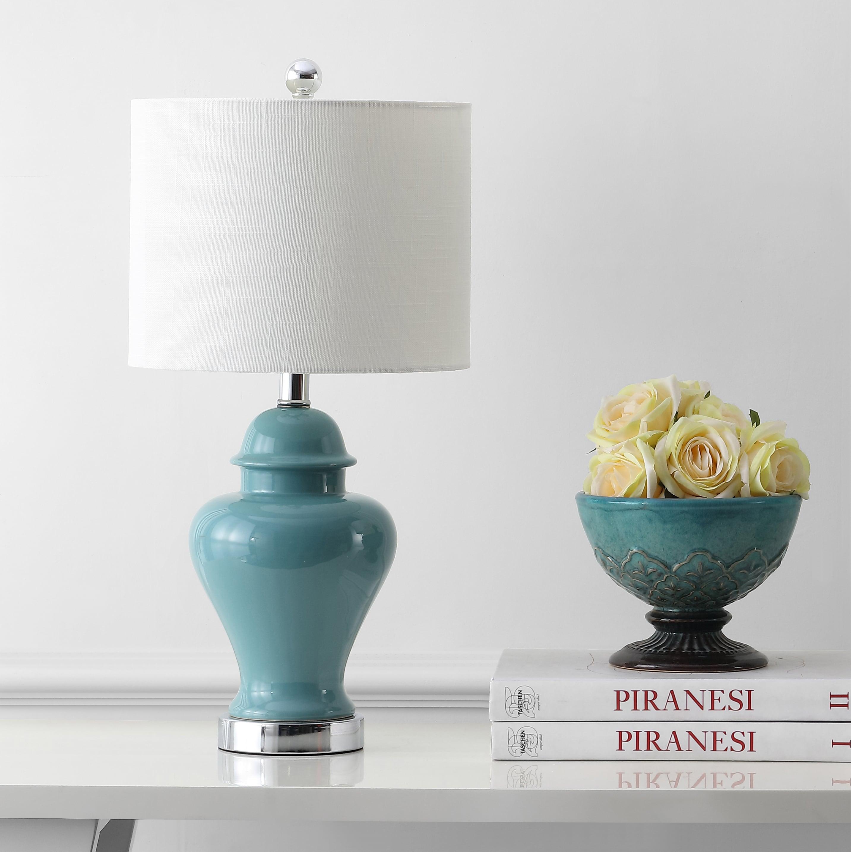 JONATHAN Y Qin 22" Ceramic/Iron Classic Cottage LED Table Lamp, Jade Green