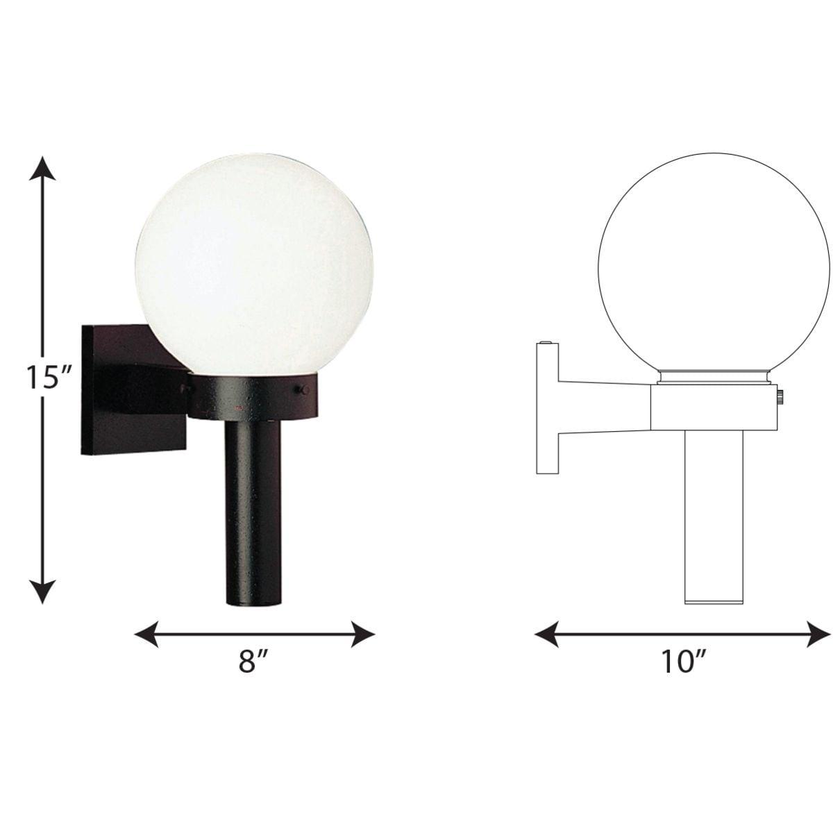 Progress Lighting Acrylic Globe 1-Light Wall Torch, Black Finish, White Globe