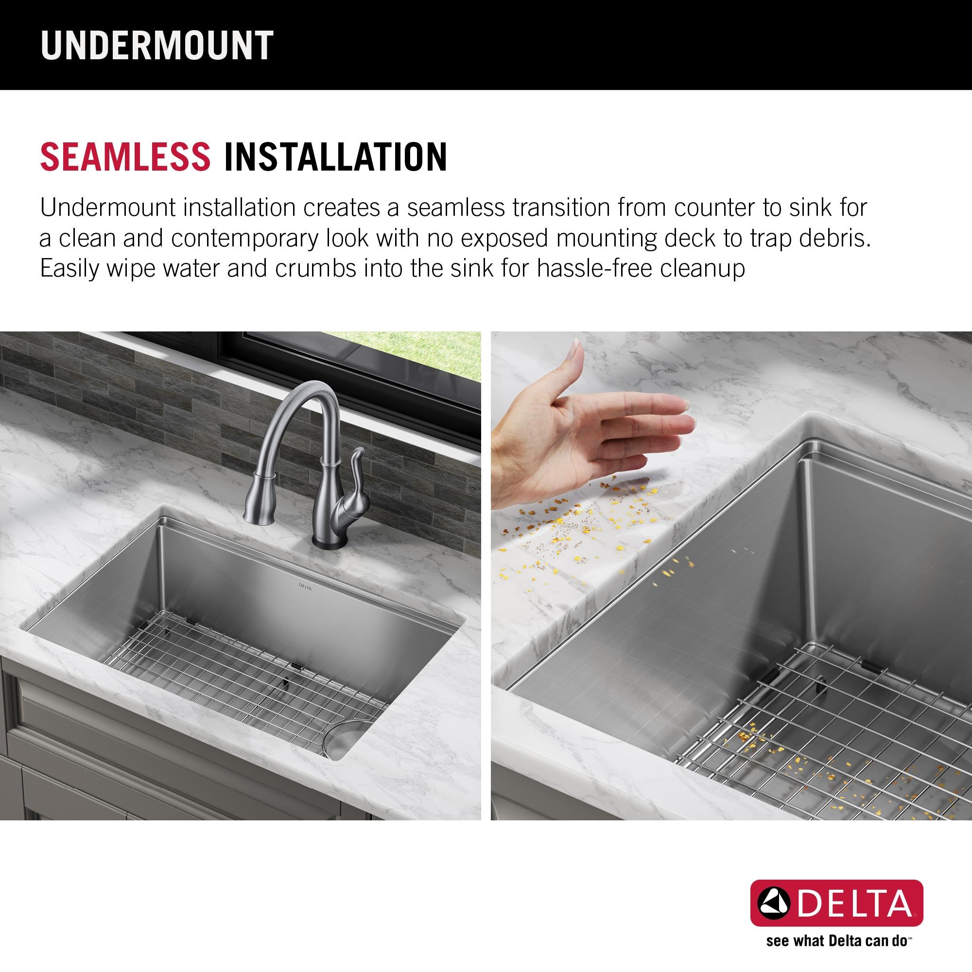 Delta Lorelai Workstation Kitchen Sink Undermount Stainless Steel Single Bowl with WorkFlow™ Ledge